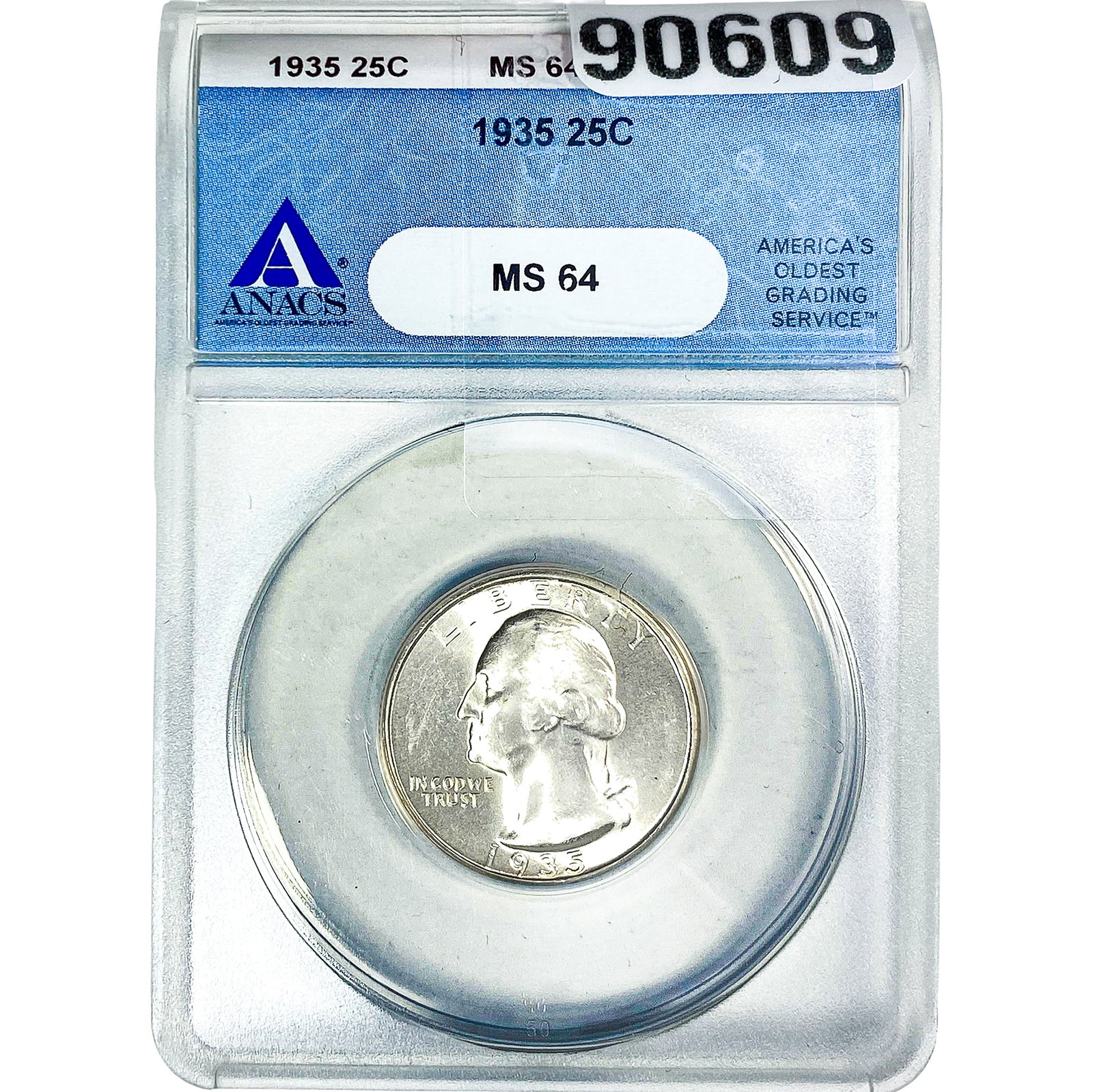 1935 Washington Silver Quarter ANACS MS64: 1935 Washington Silver Quarter ANACS MS64