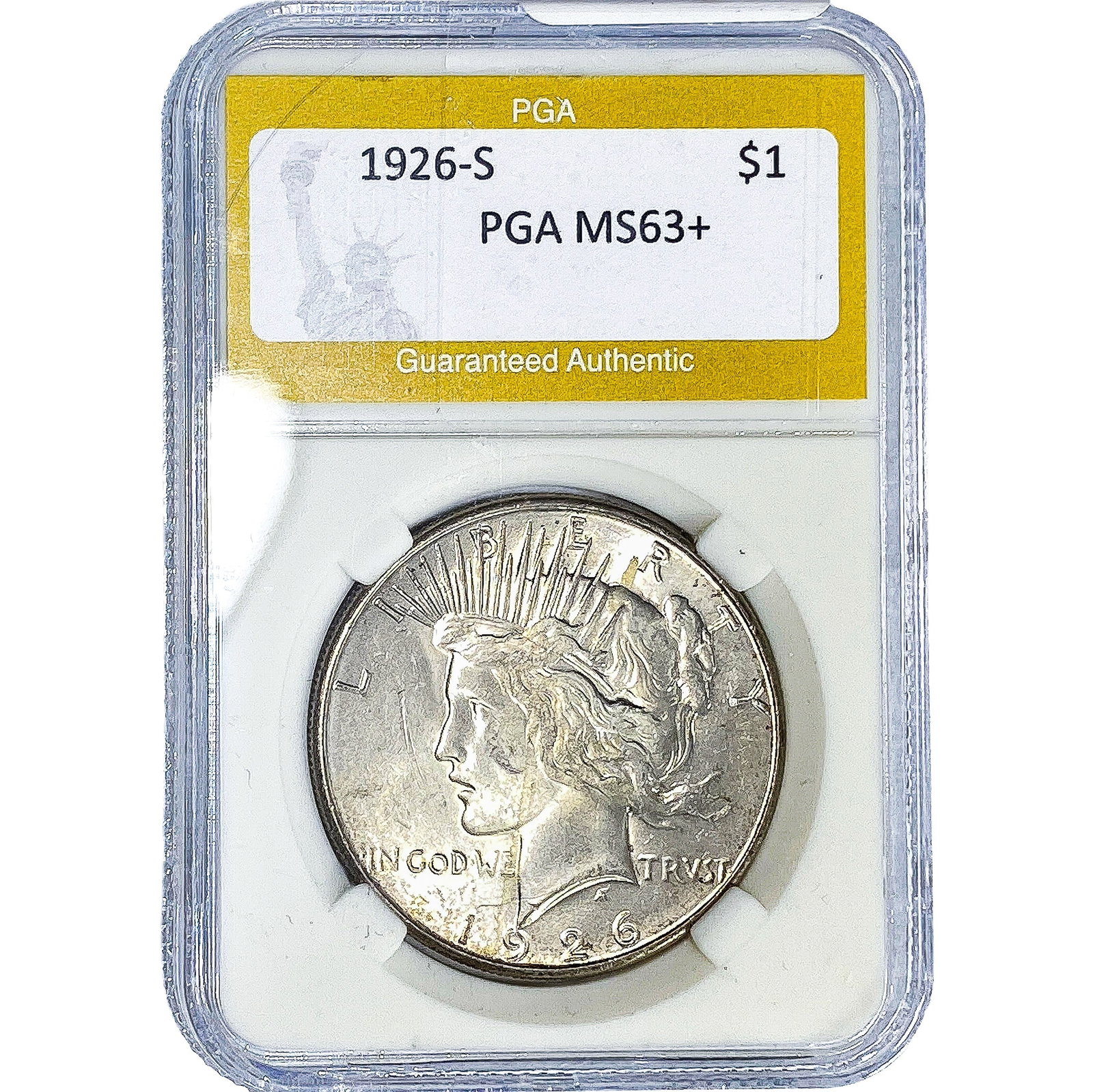 1926-S Silver Peace Dollar PGA MS63+: 1926-S Silver Peace Dollar PGA MS63+