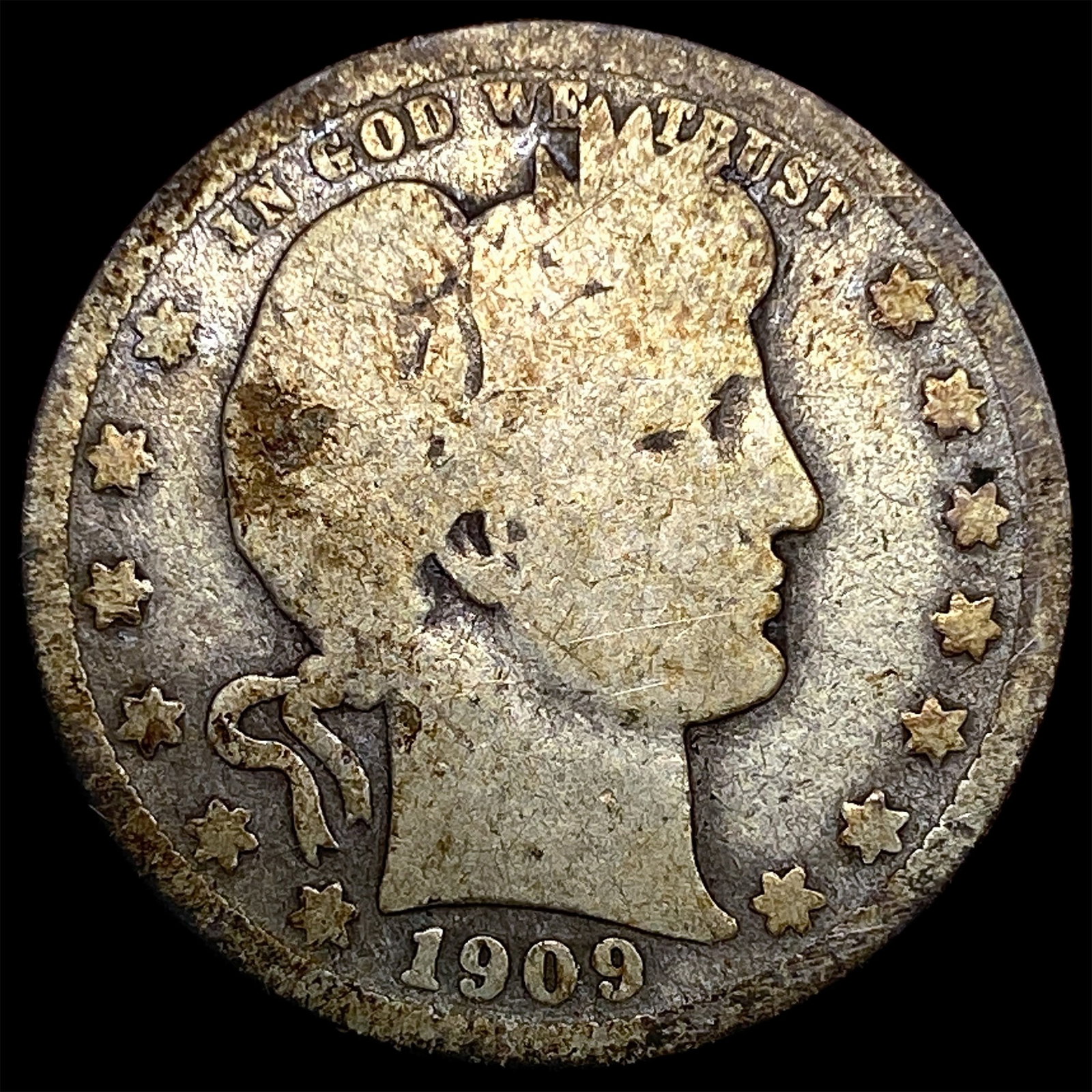 1909-D Silver Barber Quarter NICELY CIRCULATED: 1909-D Silver Barber Quarter NICELY CIRCULATED