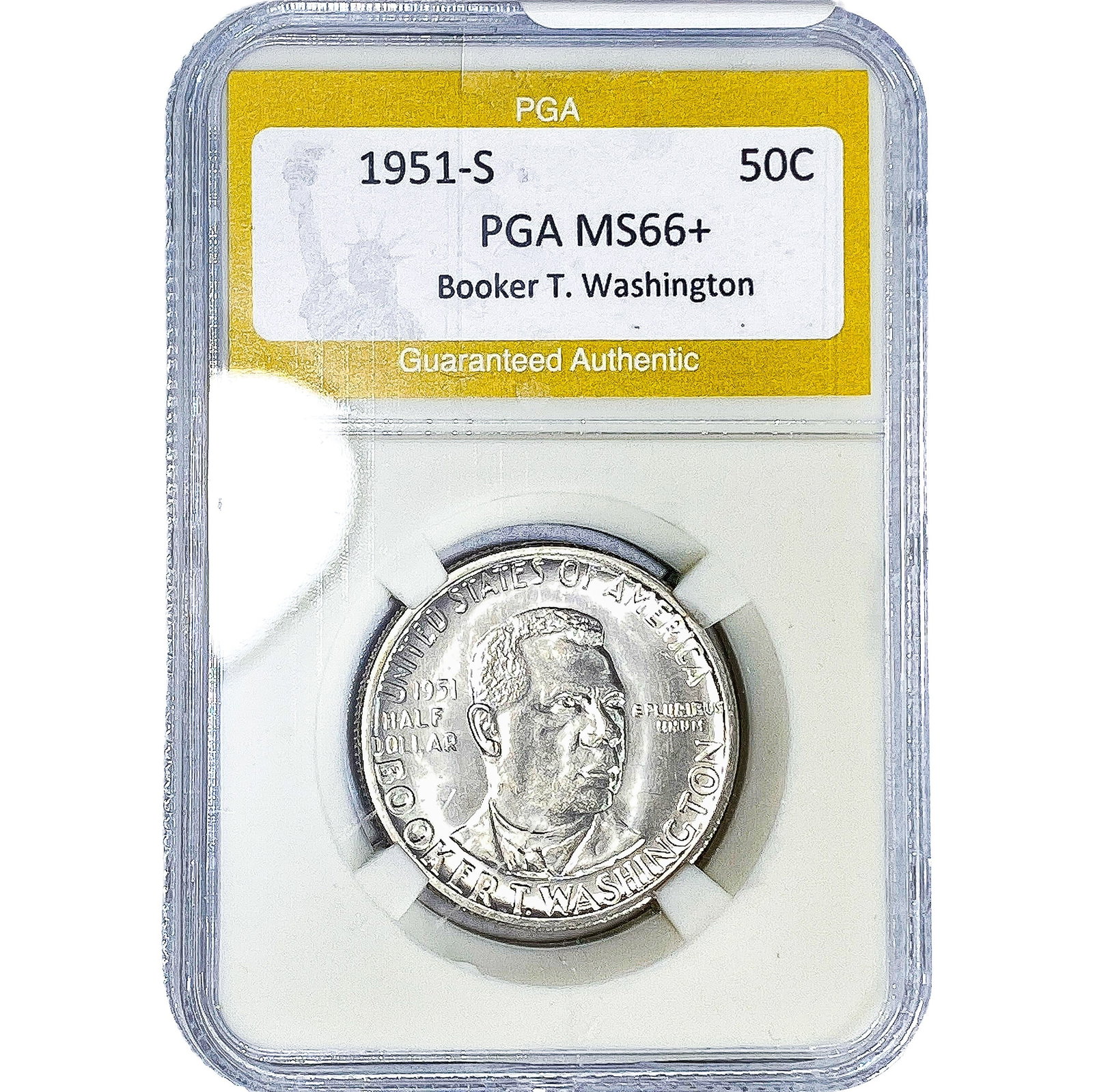 1951-S Booker T Half Dollar PGA MS66+: 1951-S Booker T Half Dollar PGA MS66+