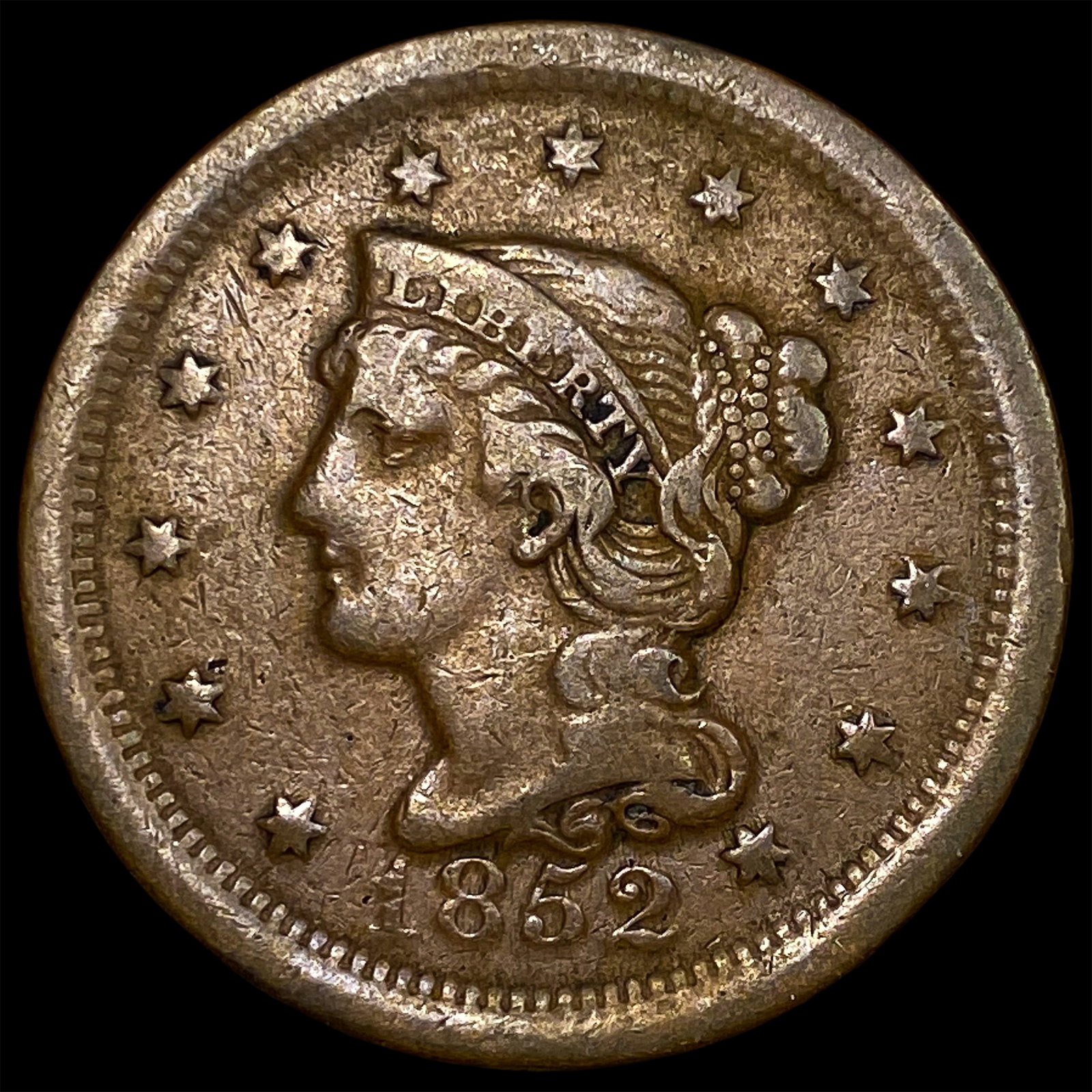 1852 Braided Hair Large Cent LIGHTLY CIRCULATED: 1852 Braided Hair Large Cent LIGHTLY CIRCULATED