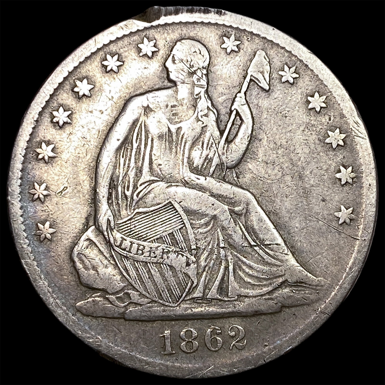1862-S Silver Half Dollar LIGHTLY CIRCULATED: 1862-S Silver Half Dollar LIGHTLY CIRCULATED
