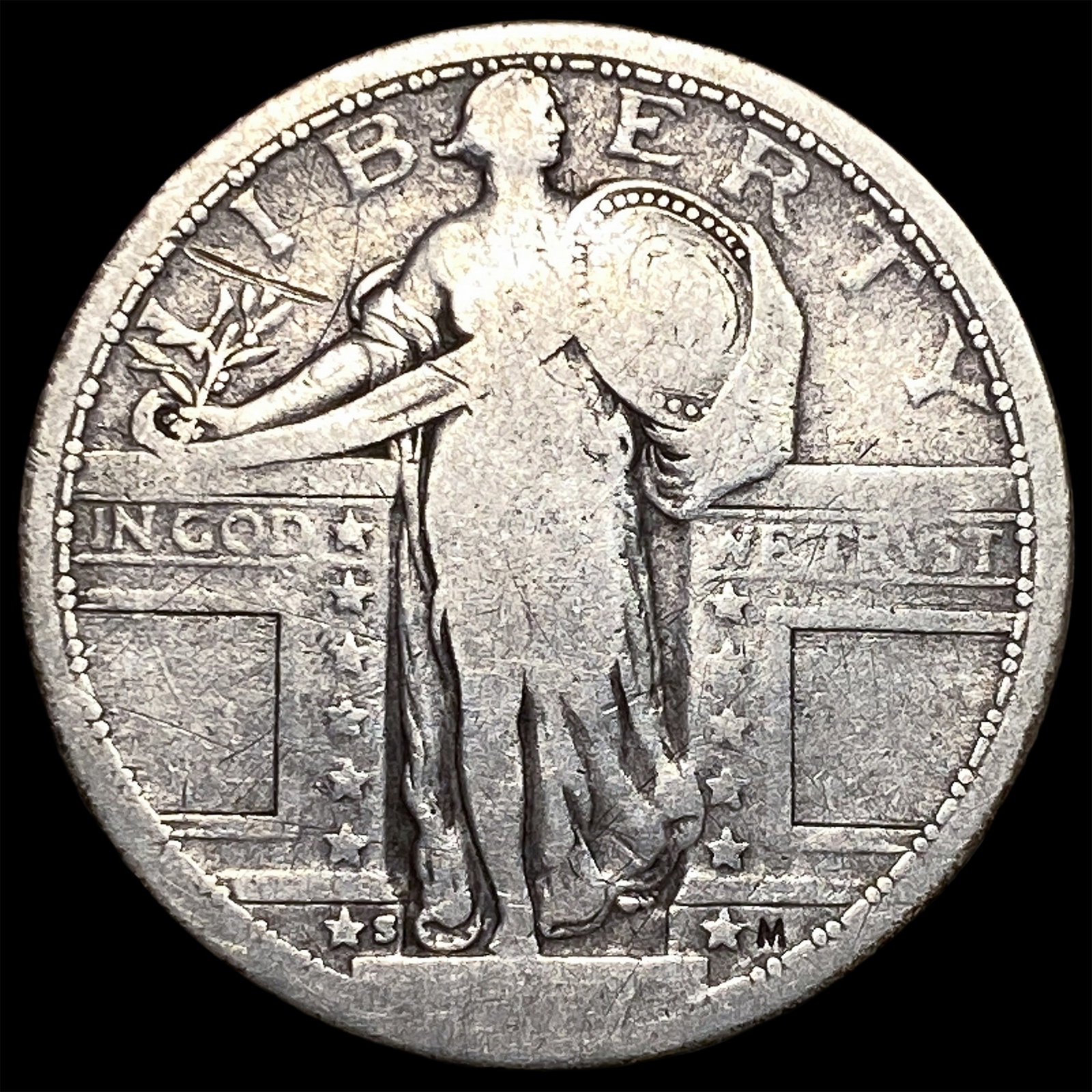 1927-S Silver Standing Liberty Quarter NICELY CIRCULATED: 1927-S Silver Standing Liberty Quarter NICELY CIRCULATED