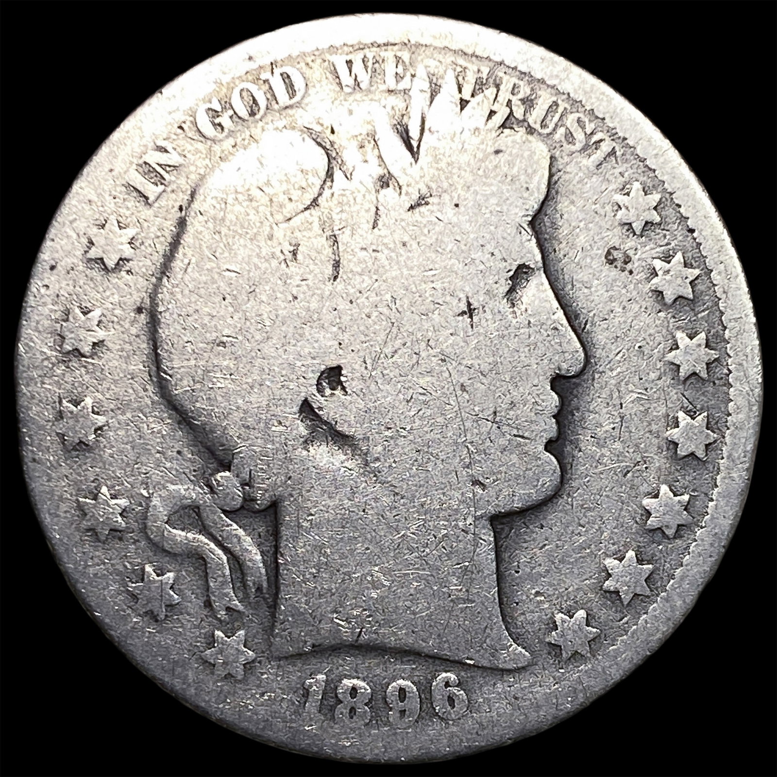 1896-O Silver Barber Half Dollar NICELY CIRCULATED: 1896-O Silver Barber Half Dollar NICELY CIRCULATED