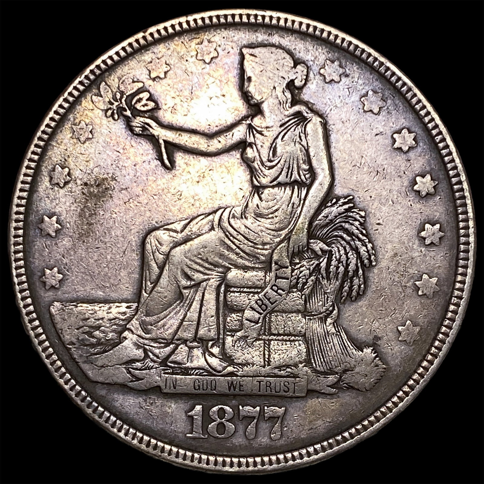 1877 Silver Trade Dollar ABOUT UNCIRCULATED: 1877 Silver Trade Dollar ABOUT UNCIRCULATED