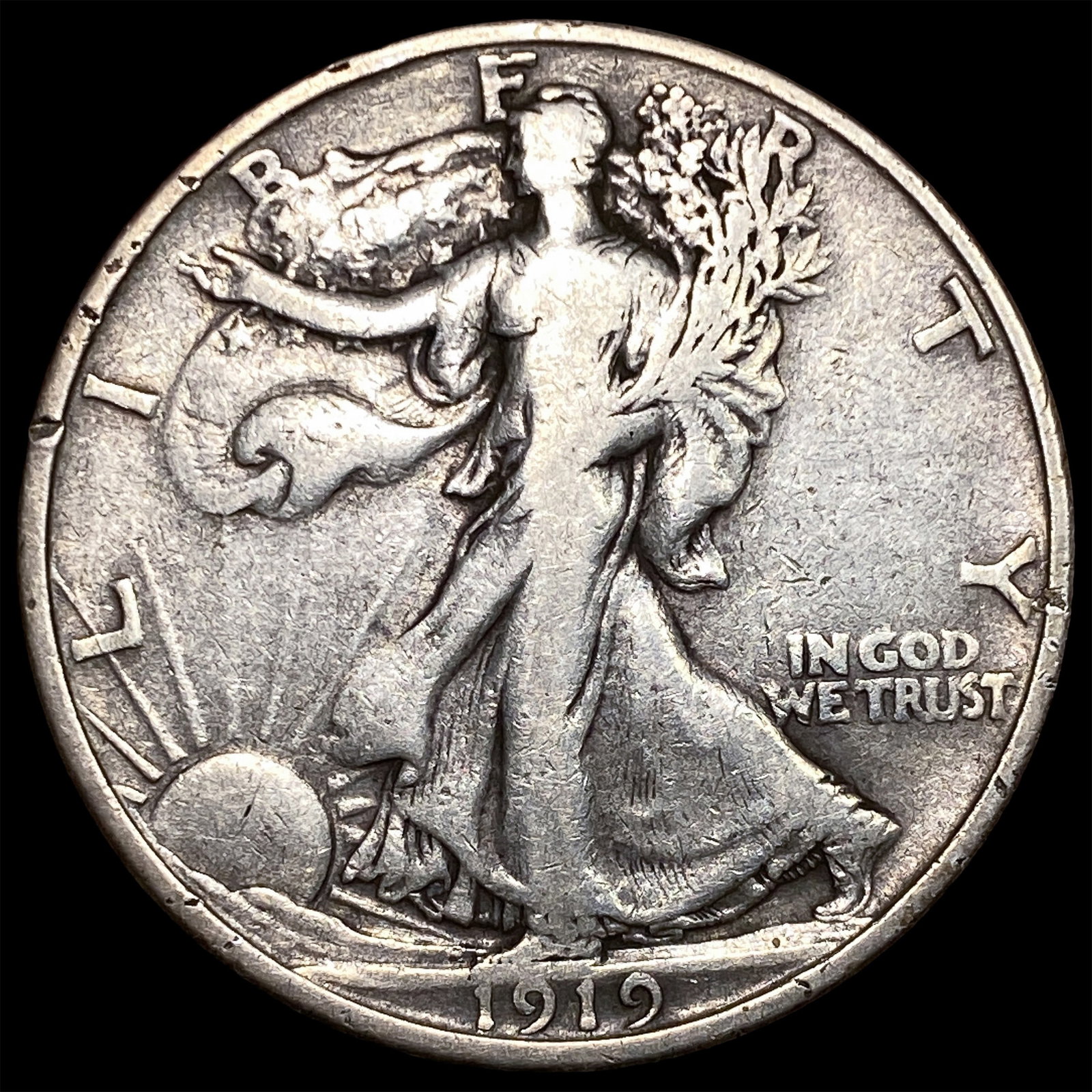1919-D Silver Walking Liberty Half Dollar LIGHTLY CIRCULATED: 1919-D Silver Walking Liberty Half Dollar LIGHTLY CIRCULATED
