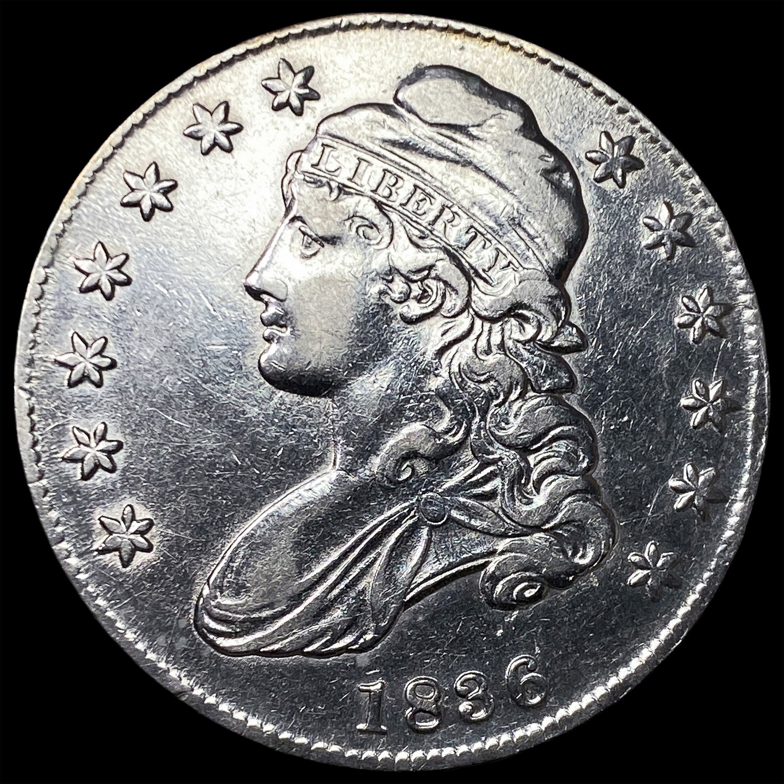 1836 Capped Bust Half Dollar CLOSELY UNCIRCULATED: 1836 Capped Bust Half Dollar CLOSELY UNCIRCULATED