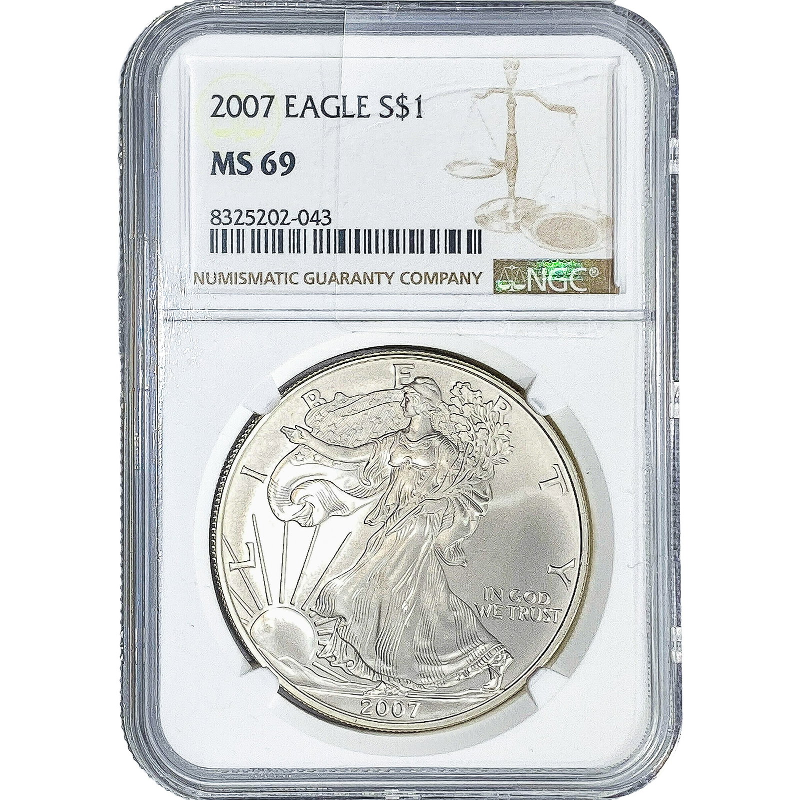 2007 Silver Eagle NGC MS69 (1 of 2)