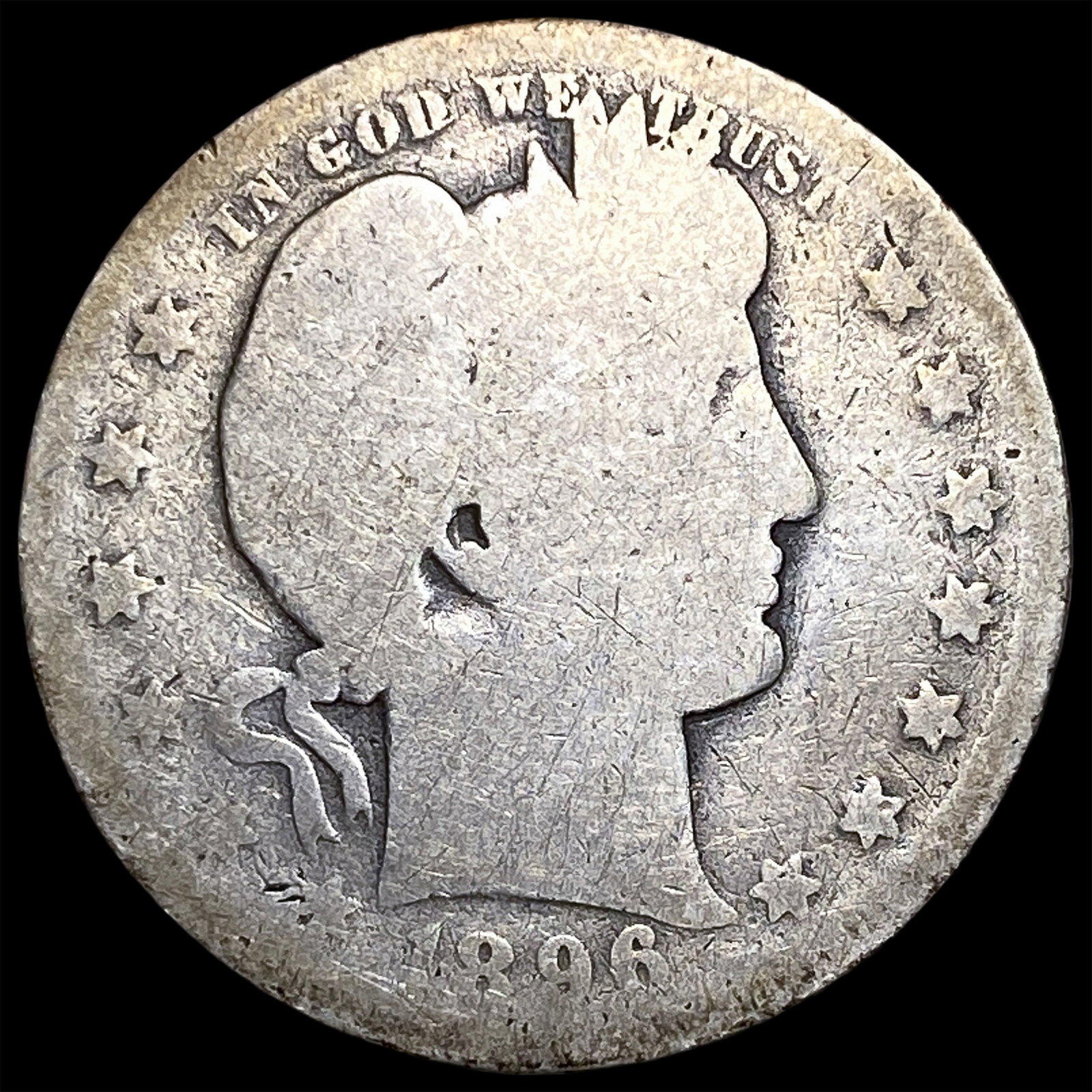 1896 Barber Silver Quarter NICELY CIRCULATED: 1896 Barber Silver Quarter NICELY CIRCULATED