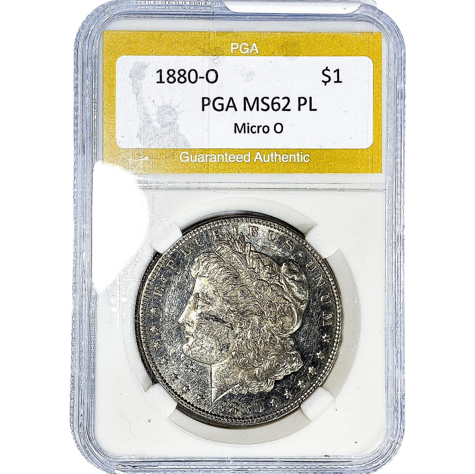 1880-O Morgan Silver Dollar PGA MS62 PL Micro O: 1880-O Morgan Silver Dollar PGA MS62 PL Micro O