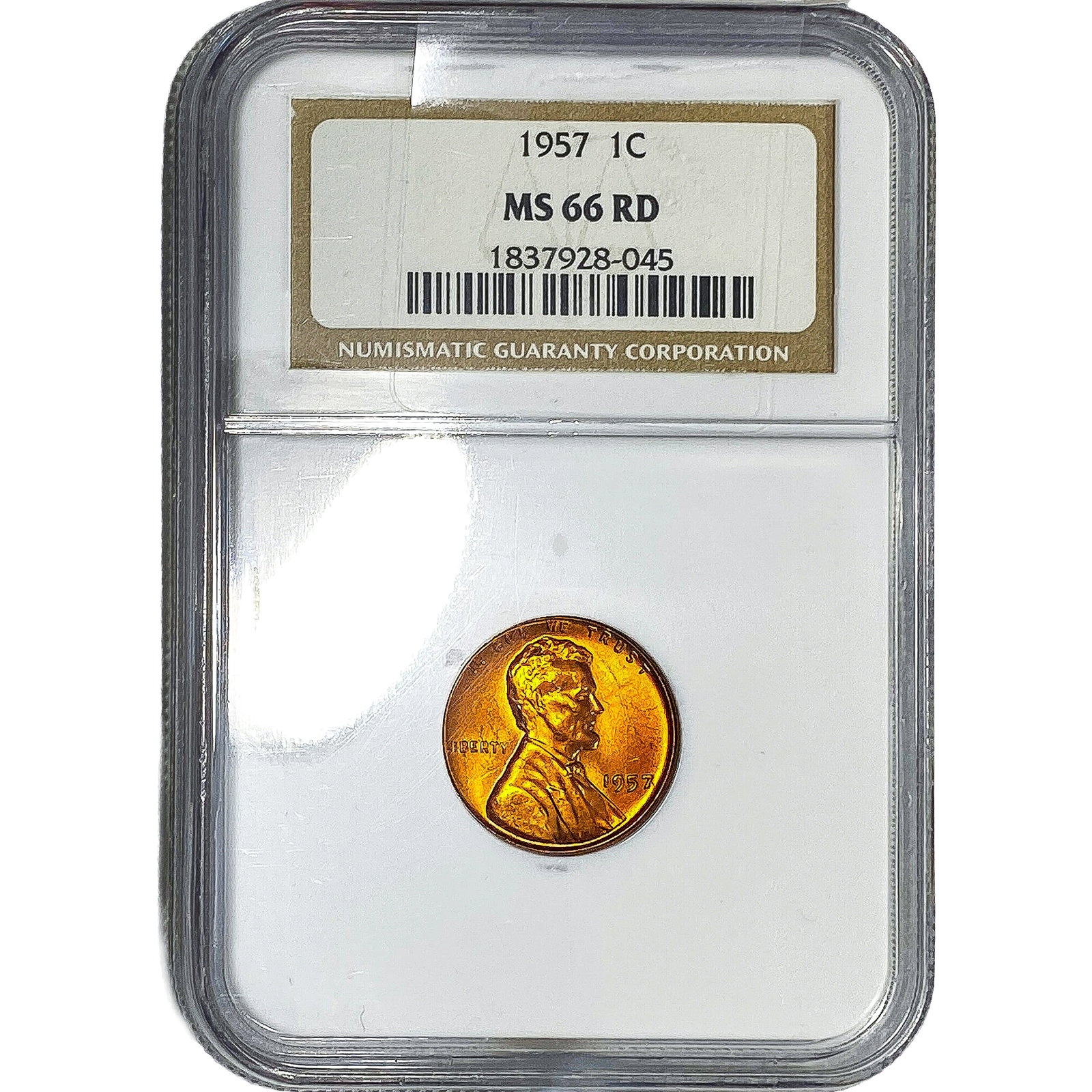 1957 Wheat Cent NGC MS66 RD: 1957 Wheat Cent NGC MS66 RD