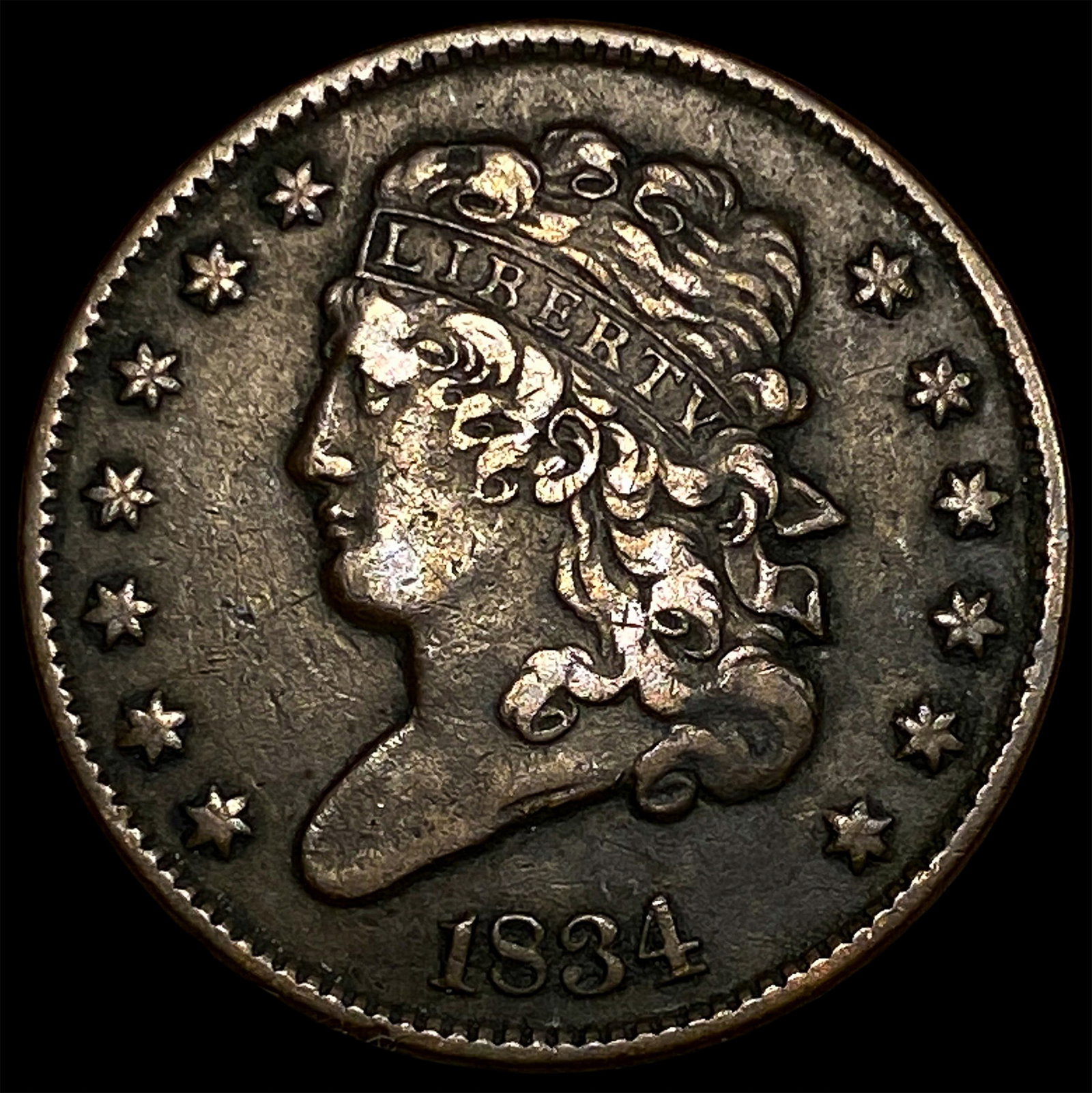 1834 Classic Head Half Cent NEARLY UNCIRCULATED: 1834 Classic Head Half Cent NEARLY UNCIRCULATED