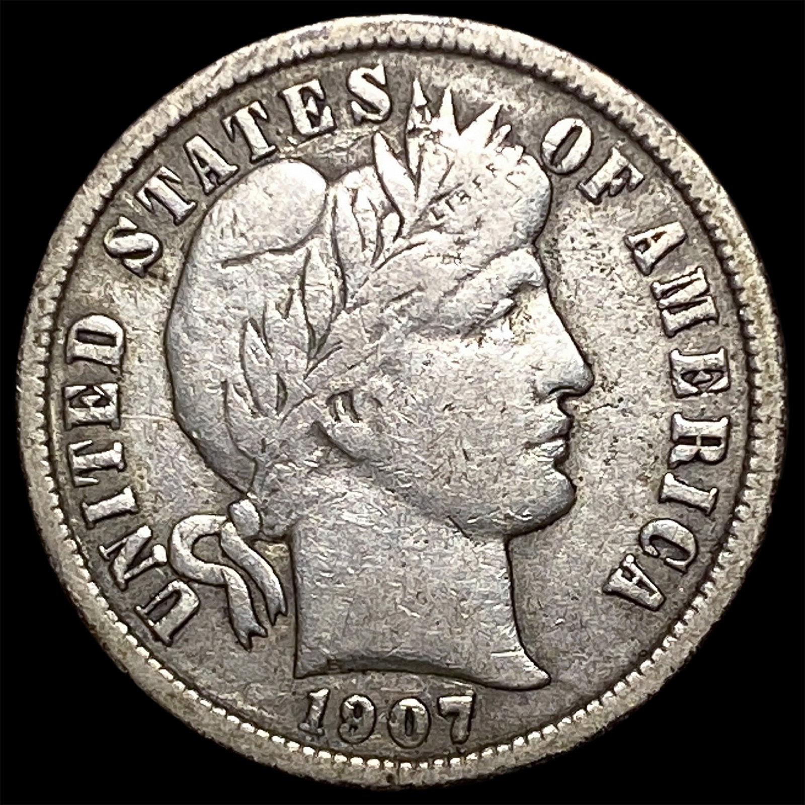 1907-O Silver Barber Dime LIGHTLY CIRCULATED: 1907-O Silver Barber Dime LIGHTLY CIRCULATED