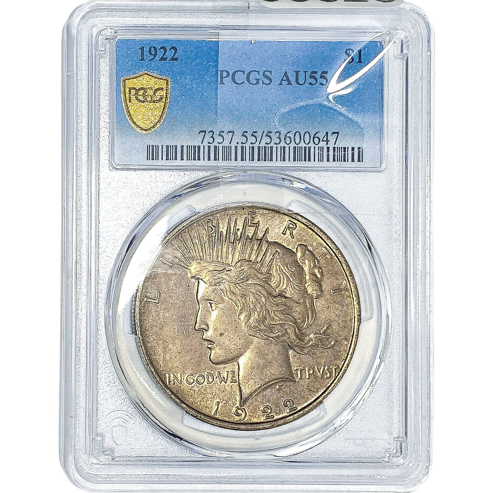 1922 Silver Peace Dollar PCGS AU55: 1922 Silver Peace Dollar PCGS AU55