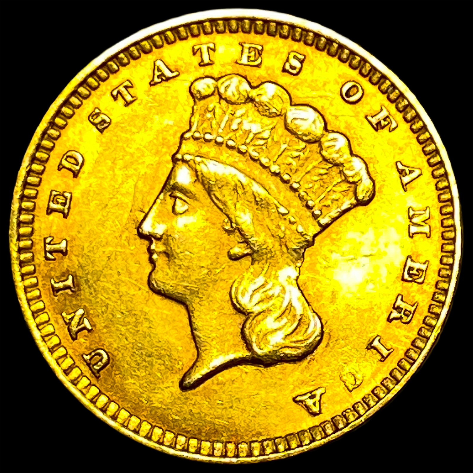 1874 Gold $1 Indian Princess Head CLOSELY UNCIRCULATED: 1874 Gold $1 Indian Princess Head CLOSELY UNCIRCULATED
