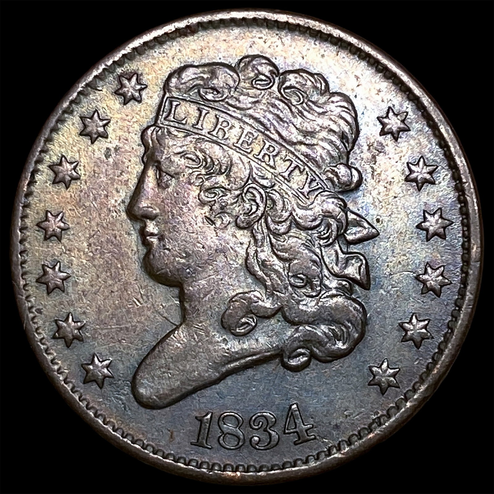 1834 Copper Half Cent CLOSELY UNCIRCULATED: 1834 Copper Half Cent CLOSELY UNCIRCULATED