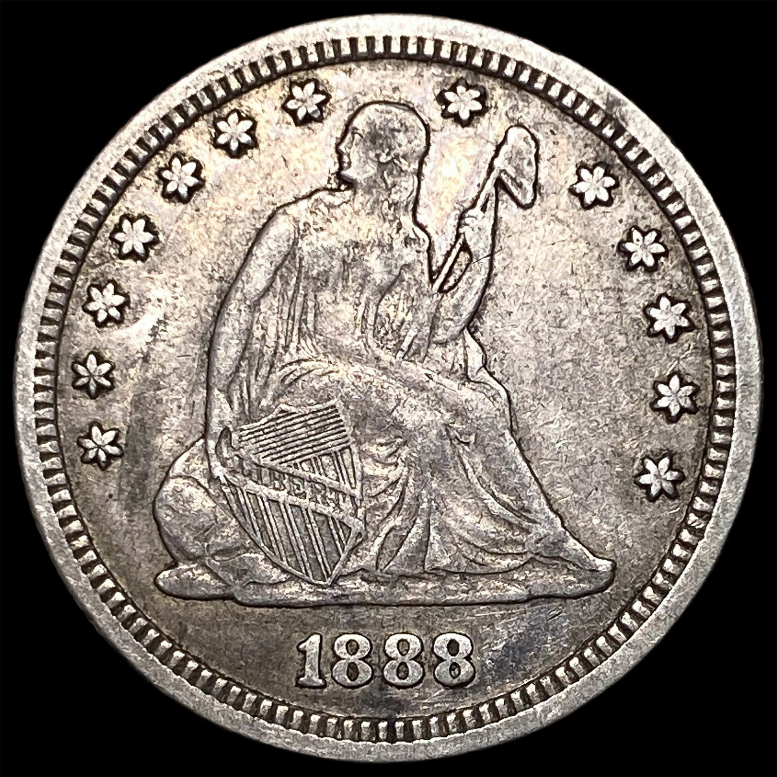 1888-S Silver Seated Liberty Quarter NEARLY UNCIRCULATED: 1888-S Silver Seated Liberty Quarter NEARLY UNCIRCULATED