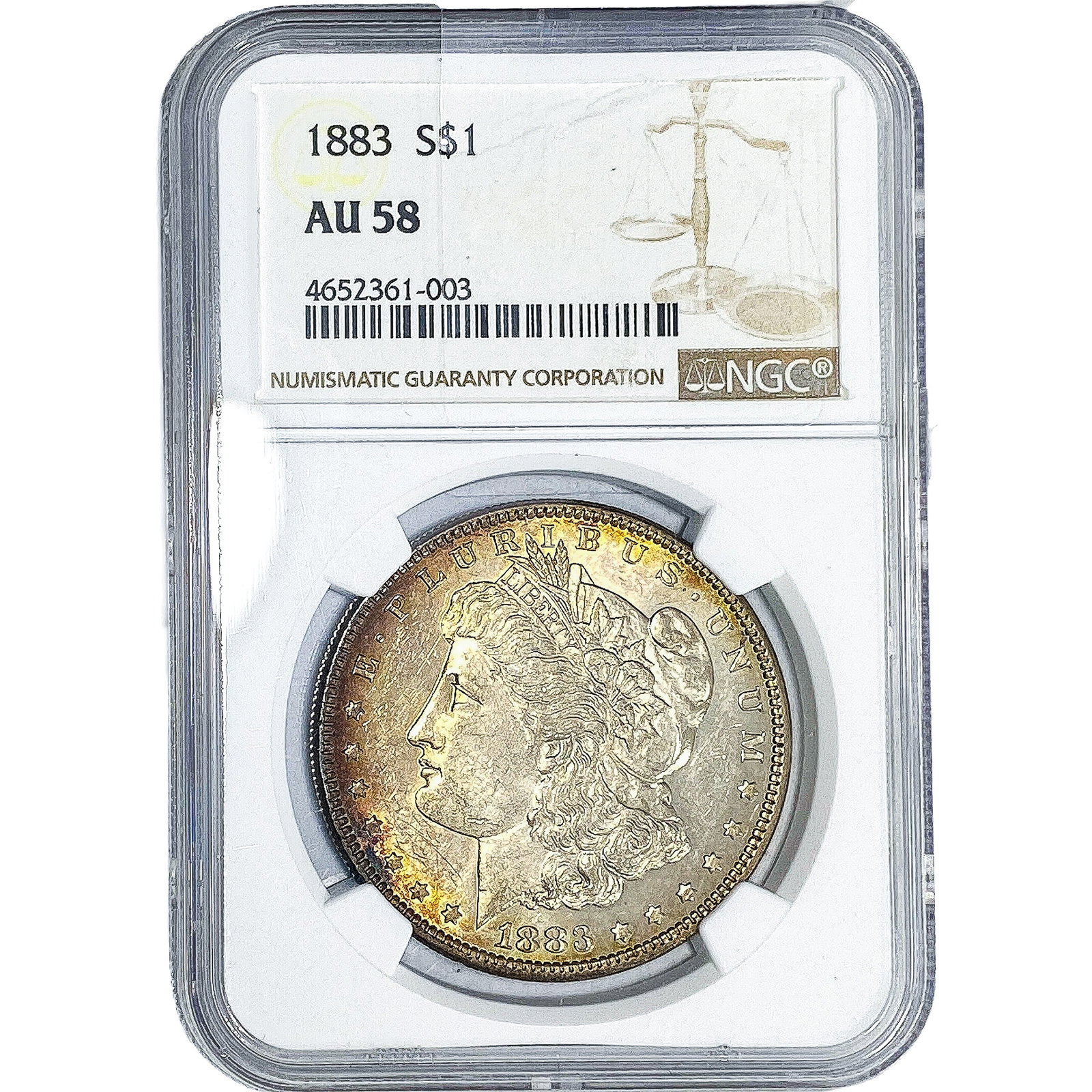 1883 Morgan Silver Dollar NGC AU58: 1883 Morgan Silver Dollar NGC AU58