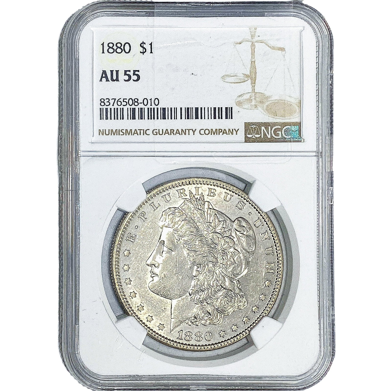 1880 Morgan Silver Dollar NGC AU55: 1880 Morgan Silver Dollar NGC AU55