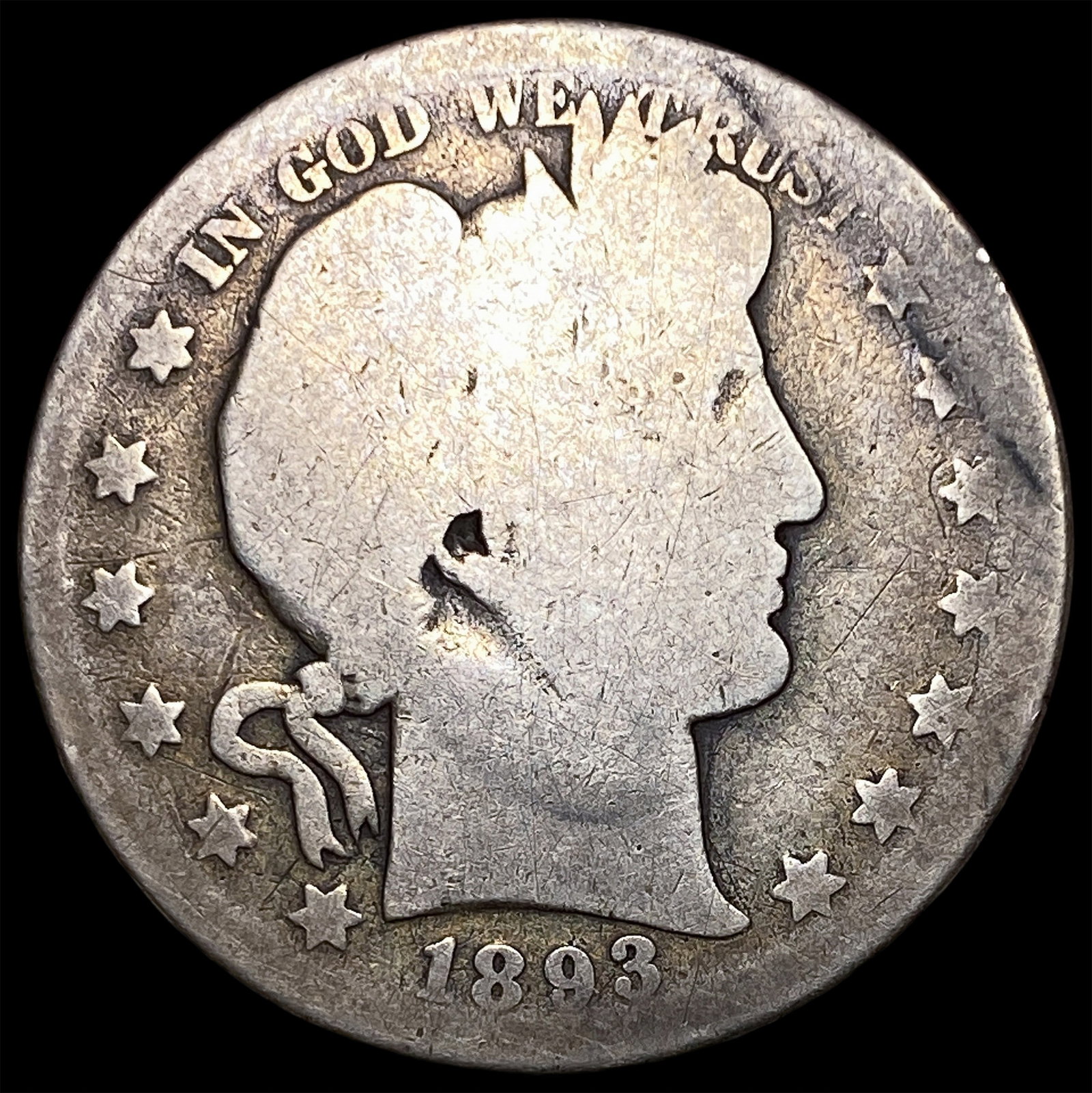1893 Silver Barber Quarter NICELY CIRCULATED: 1893 Silver Barber Quarter NICELY CIRCULATED
