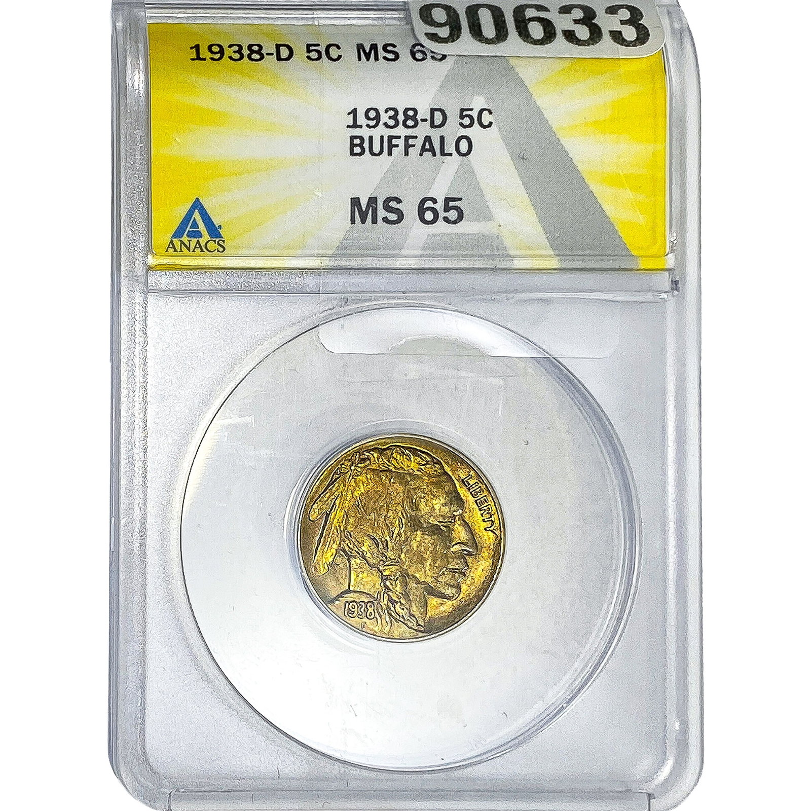 1938-D Buffalo Nickel ANACS MS65: 1938-D Buffalo Nickel ANACS MS65