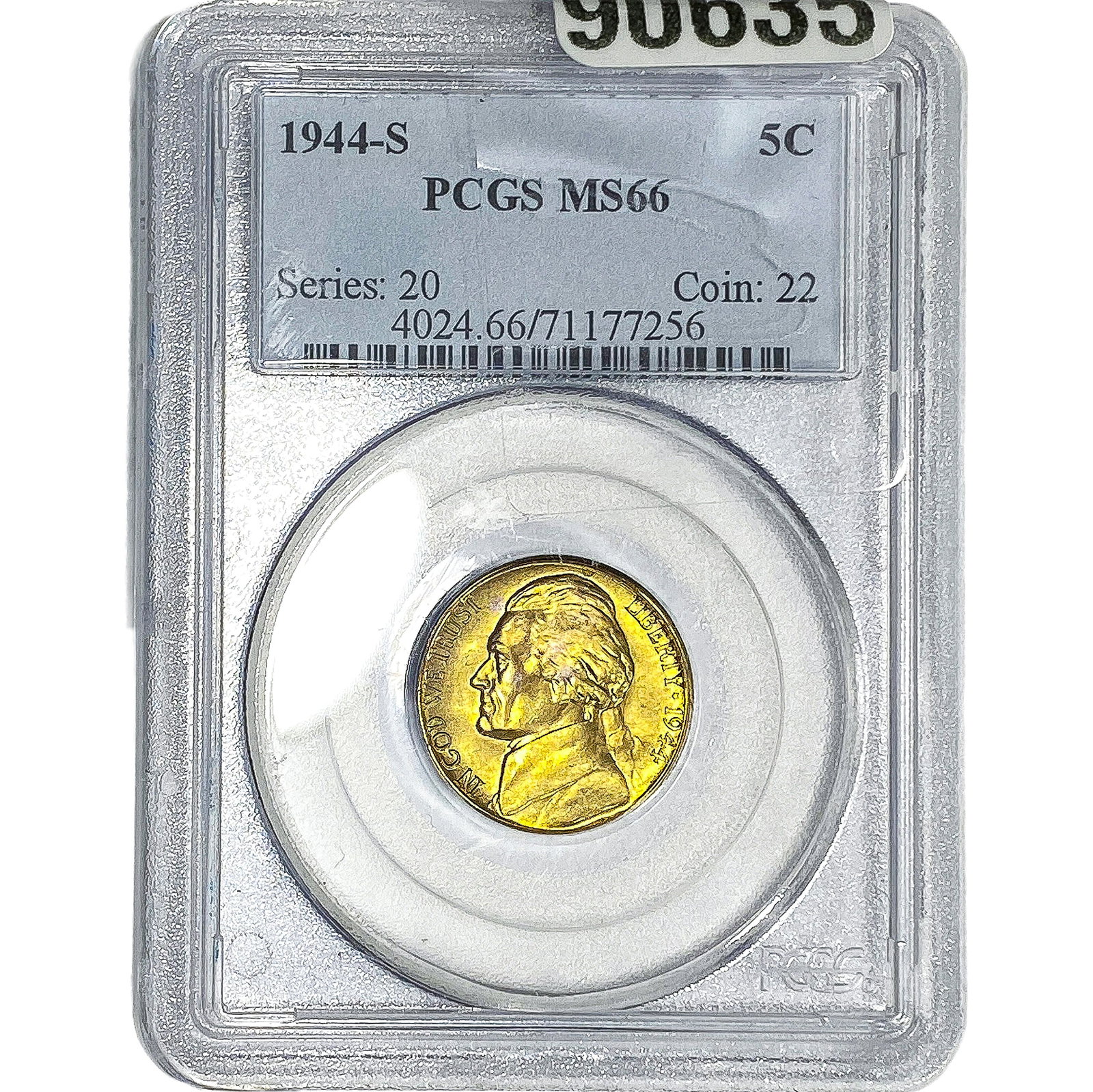 1944-S Jefferson Nickel PCGS MS66: 1944-S Jefferson Nickel PCGS MS66