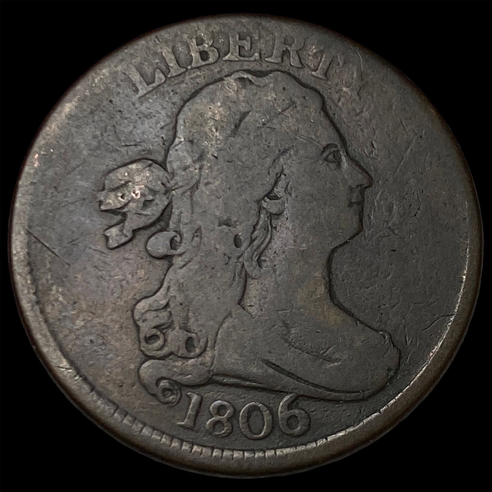1806 Draped Bust Half Cent NICELY CIRCULATED: 1806 Draped Bust Half Cent NICELY CIRCULATED