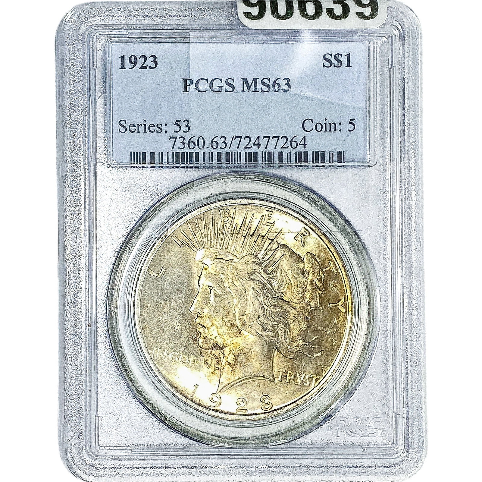 1923 Silver Peace Dollar PCGS MS63: 1923 Silver Peace Dollar PCGS MS63