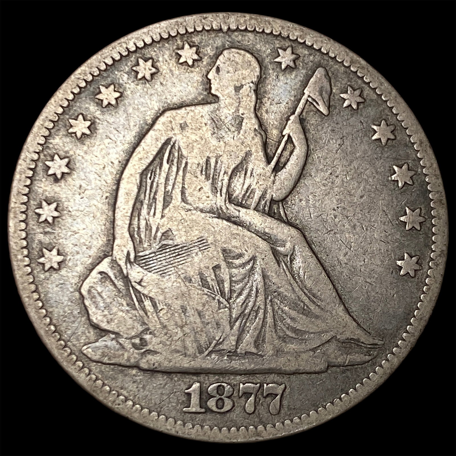 1877 Seated Liberty Half Dollar LIGHTLY CIRCULATED: 1877 Seated Liberty Half Dollar LIGHTLY CIRCULATED