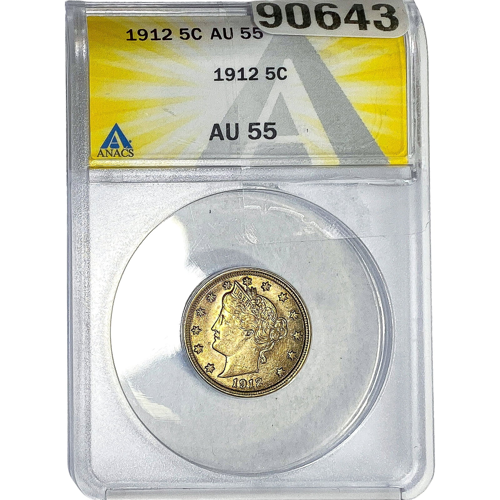 1912 Liberty Victory Nickel ANACS AU55: 1912 Liberty Victory Nickel ANACS AU55