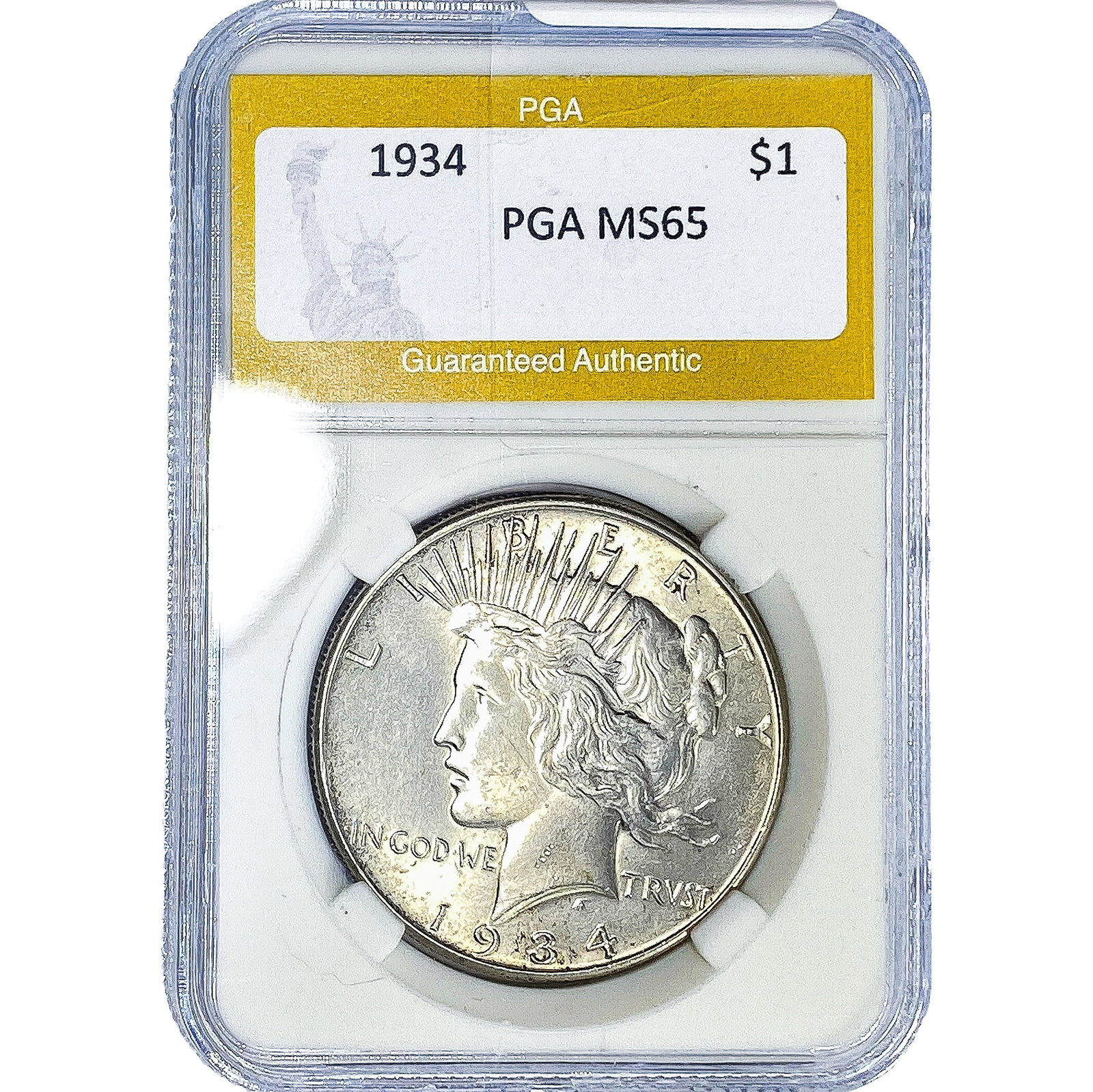 1934 Silver Peace Dollar PGA MS65: 1934 Silver Peace Dollar PGA MS65