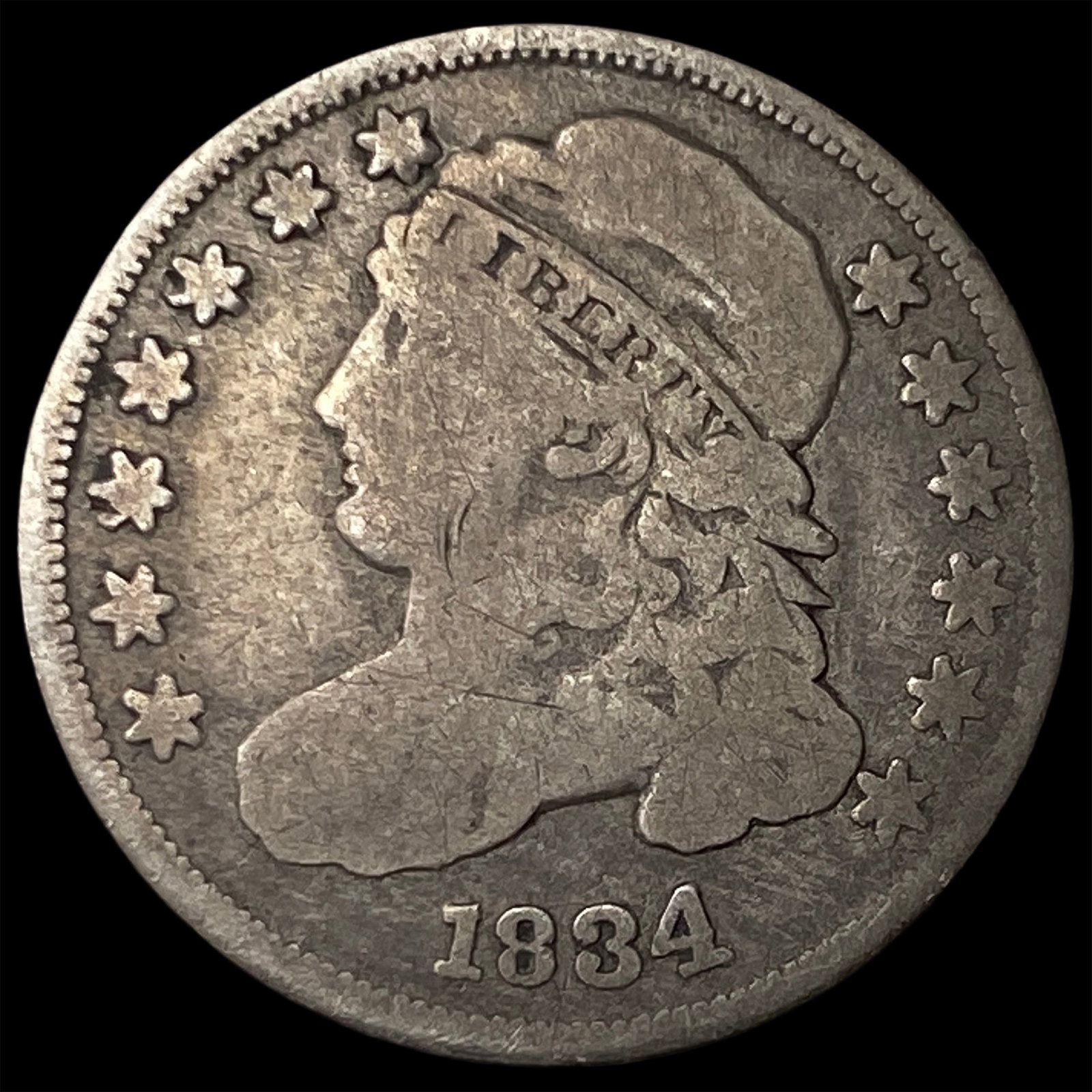1834 Capped Bust Dime NICELY CIRCULATED: 1834 Capped Bust Dime NICELY CIRCULATED