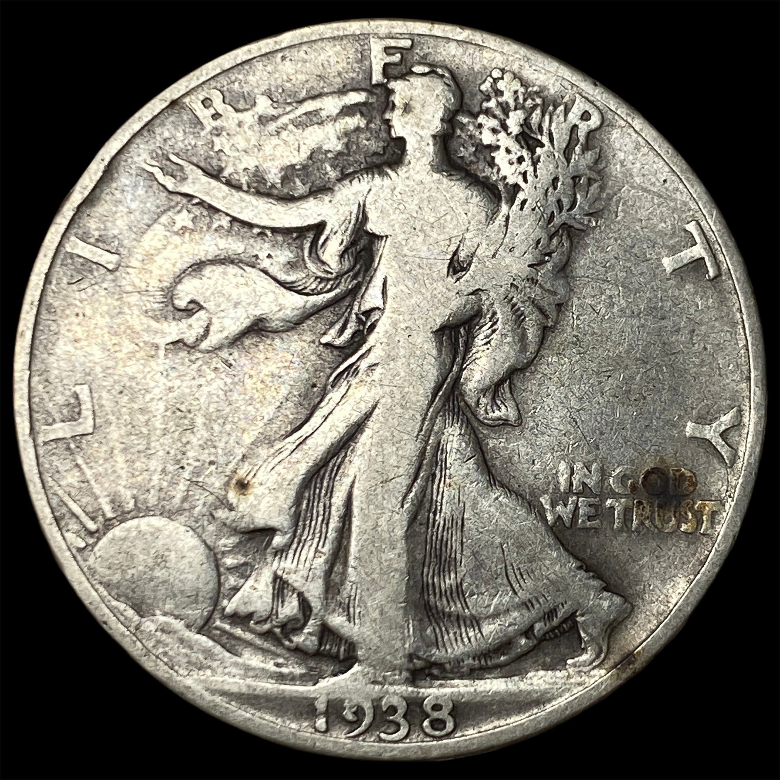 1938-D Silver Walking Liberty Half Dollar LIGHTLY CIRCULATED: 1938-D Silver Walking Liberty Half Dollar LIGHTLY CIRCULATED