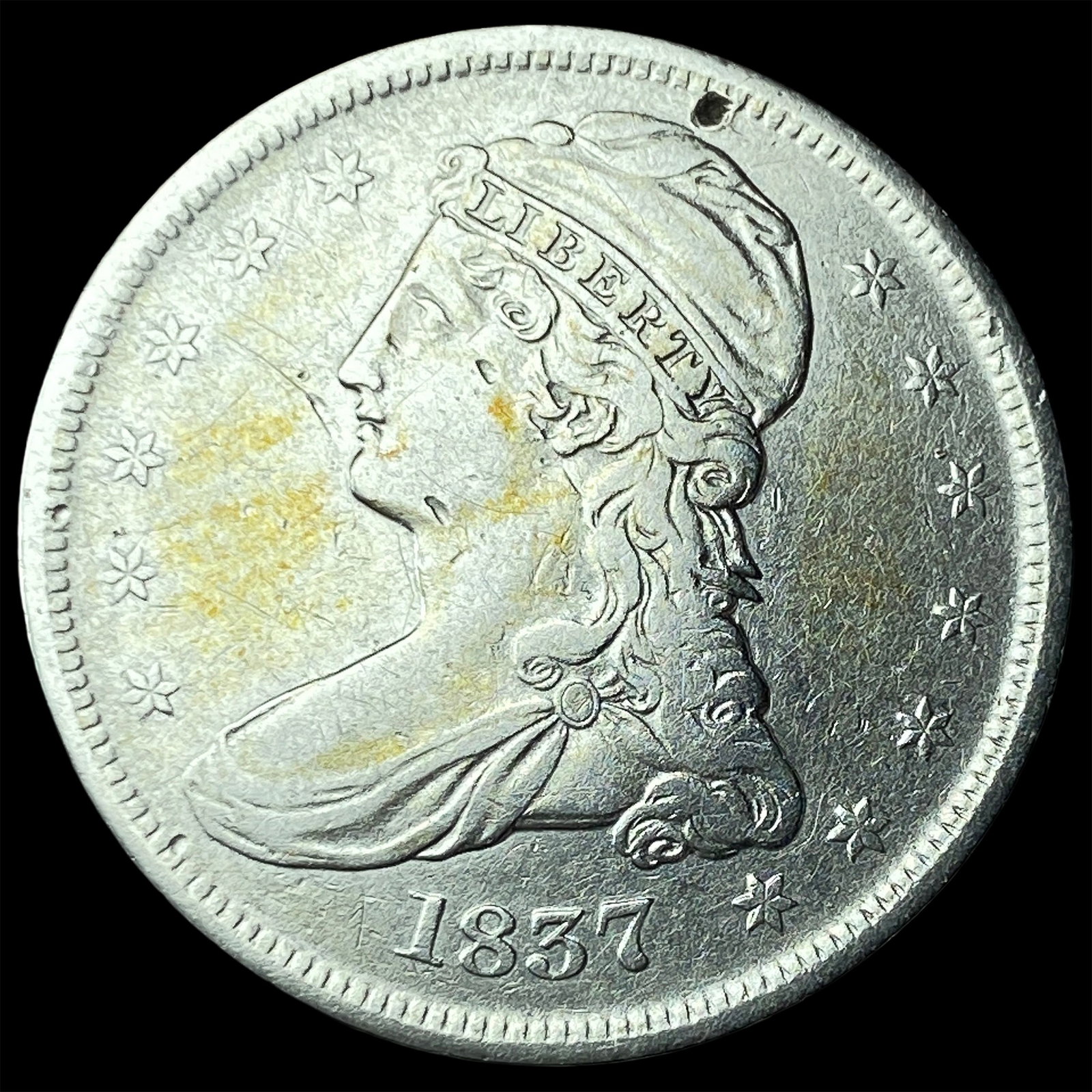 1837 Silver Capped Bust Half Dollar CLOSELY UNCIRCULATED: 1837 Silver Capped Bust Half Dollar CLOSELY UNCIRCULATED