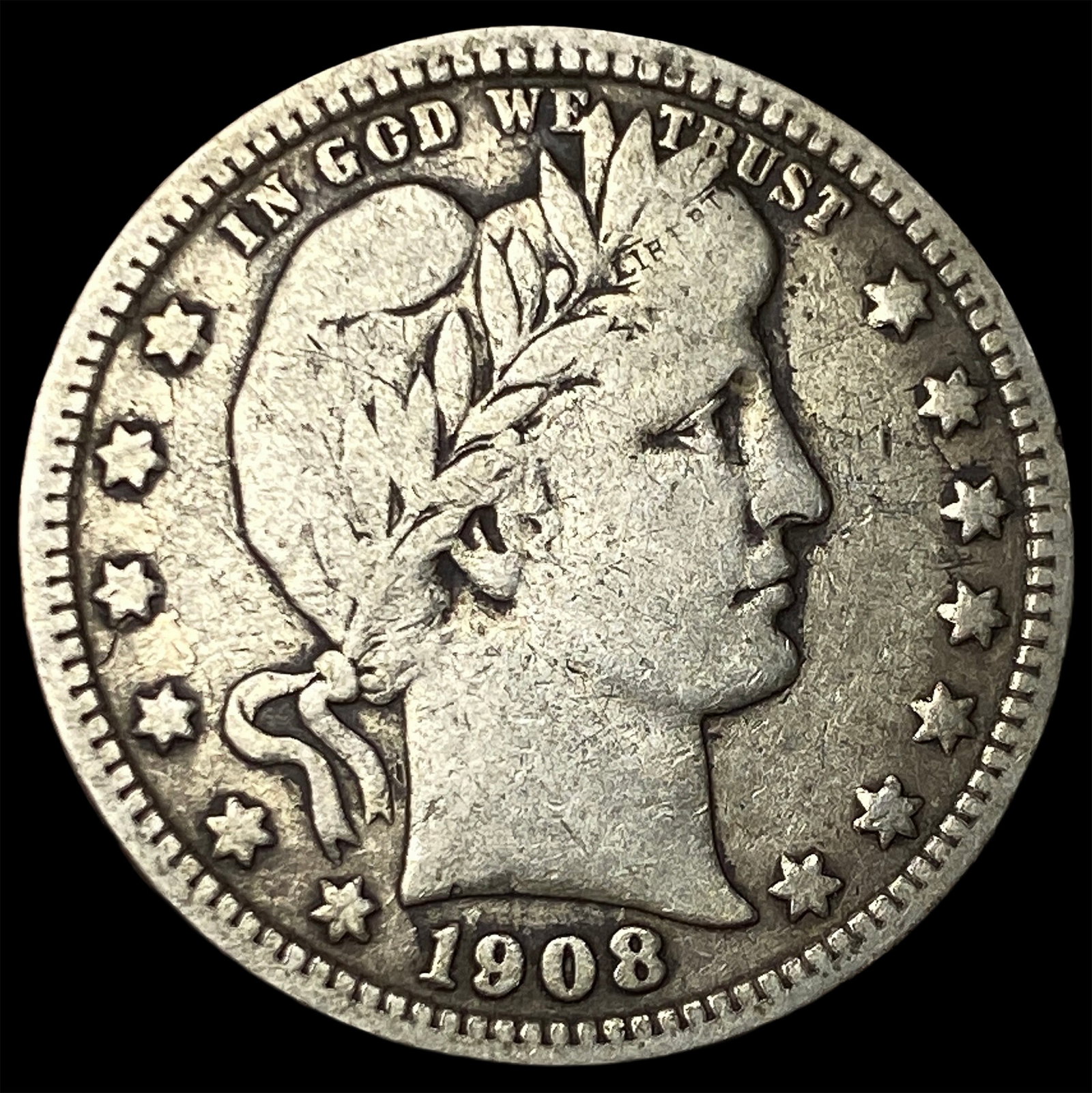 1908-D Silver Barber Quarter LIGHTLY CIRCULATED: 1908-D Silver Barber Quarter LIGHTLY CIRCULATED