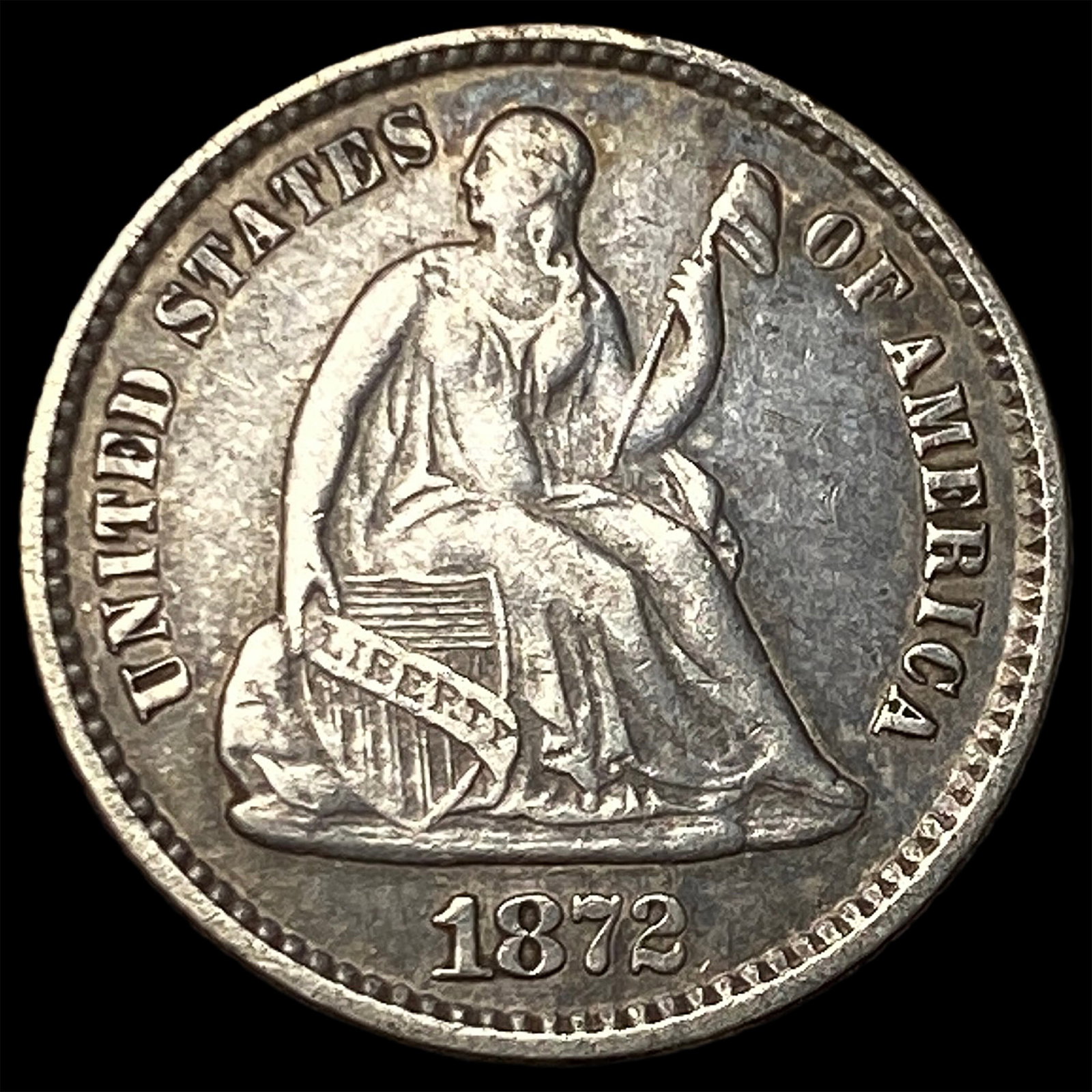 1872 Seated Liberty Half Dime CLOSELY UNCIRCULATED: 1872 Seated Liberty Half Dime CLOSELY UNCIRCULATED
