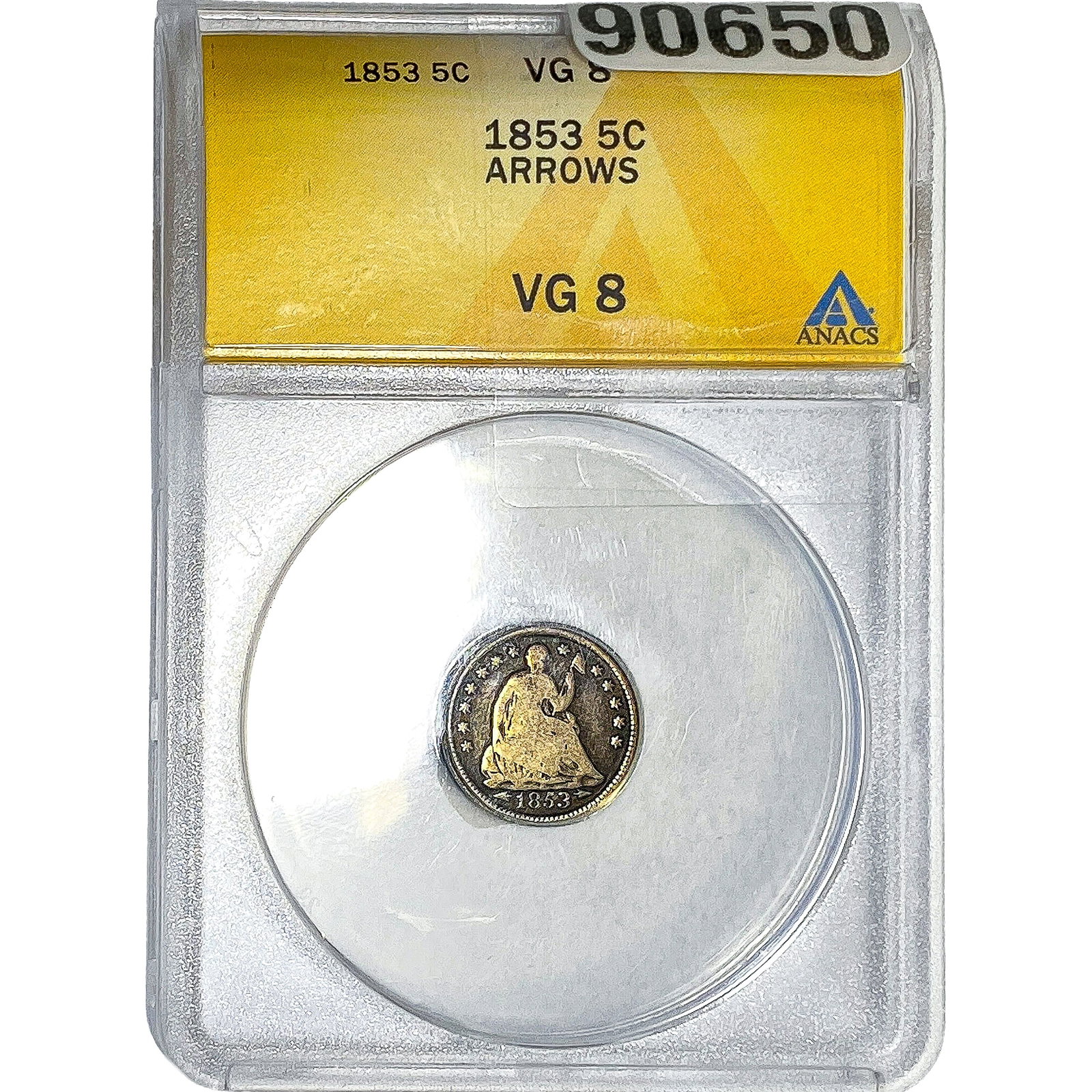 1853 Seated Liberty Nickel ANACS VG8: 1853 Seated Liberty Nickel ANACS VG8