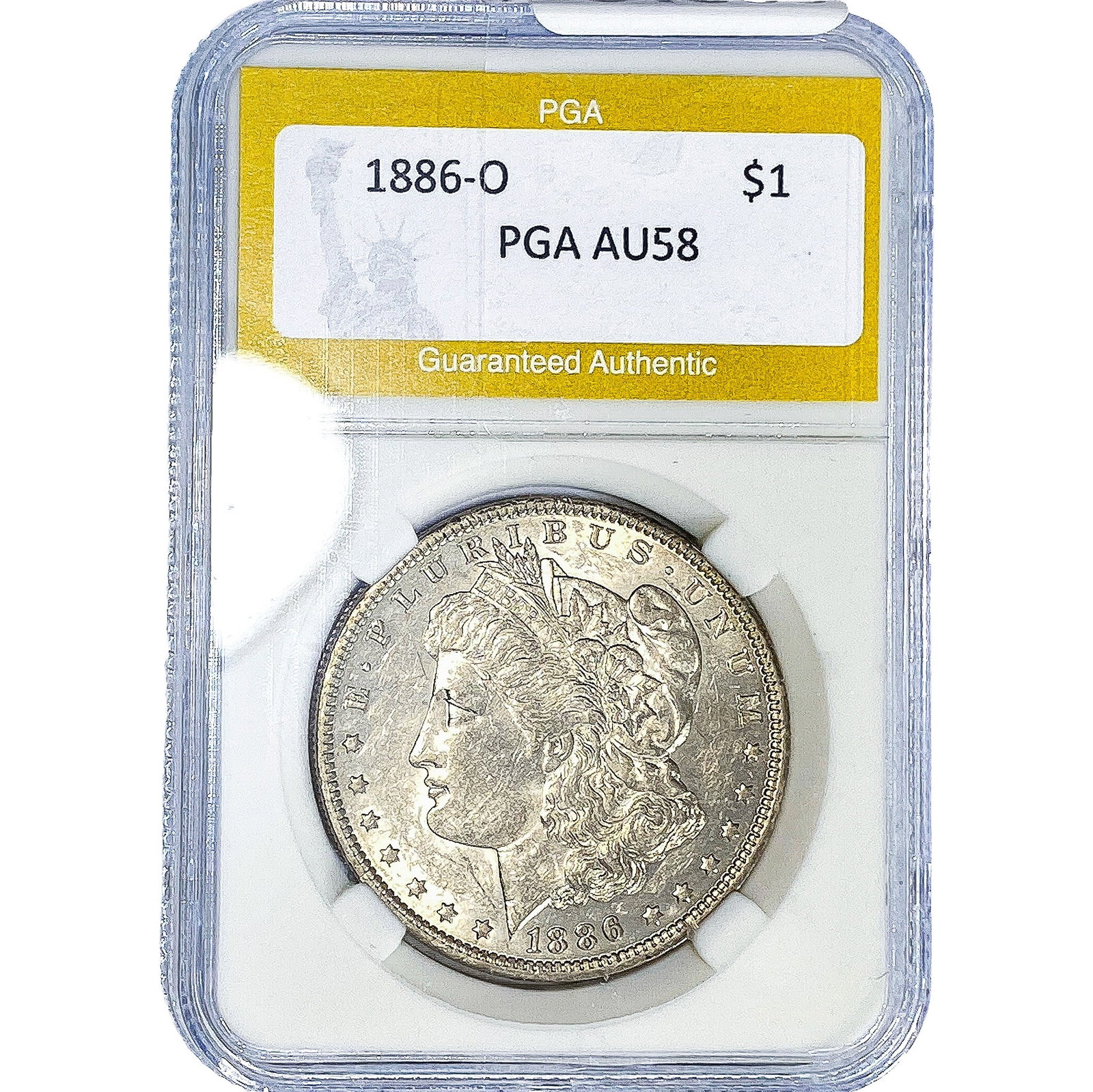 1886-O Morgan Silver Dollar PGA AU58: 1886-O Morgan Silver Dollar PGA AU58
