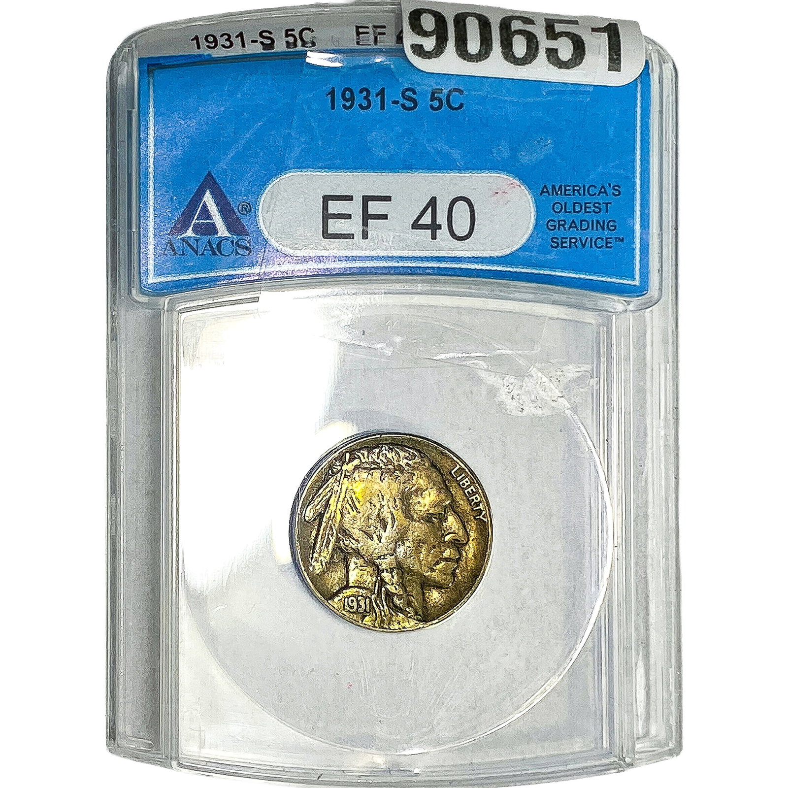 1931-S Buffalo Nickel ANACS EF40: 1931-S Buffalo Nickel ANACS EF40