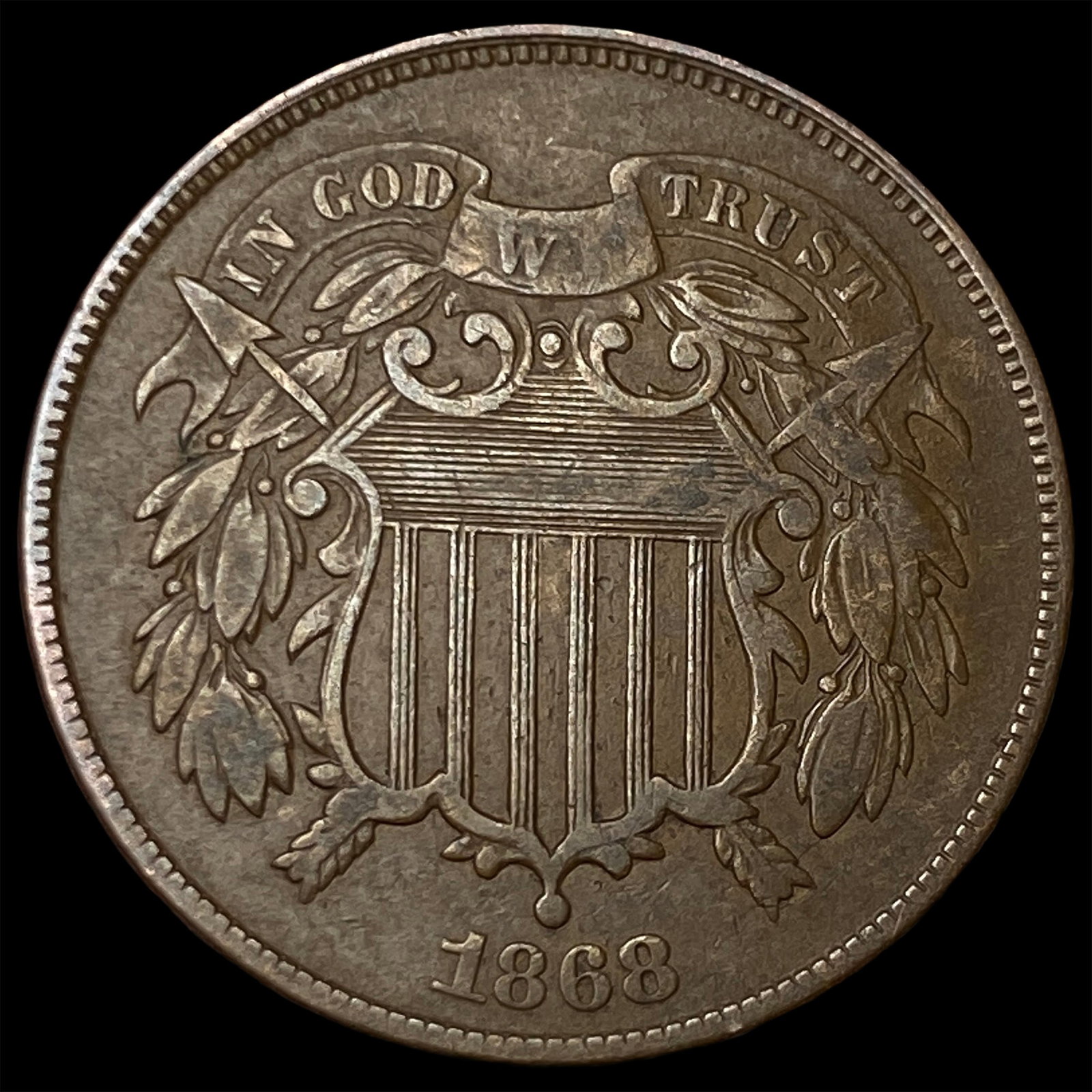 1868 Copper 2 Cents LIGHTLY CIRCULATED: 1868 Copper 2 Cents LIGHTLY CIRCULATED