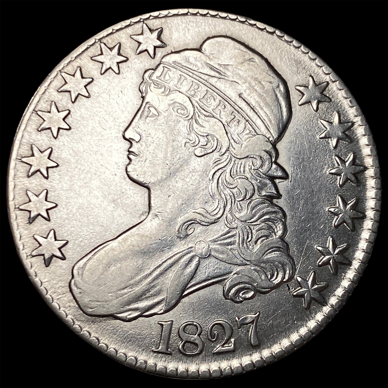 1827 Capped Bust Half Dollar CLOSELY UNCIRCULATED: 1827 Capped Bust Half Dollar CLOSELY UNCIRCULATED
