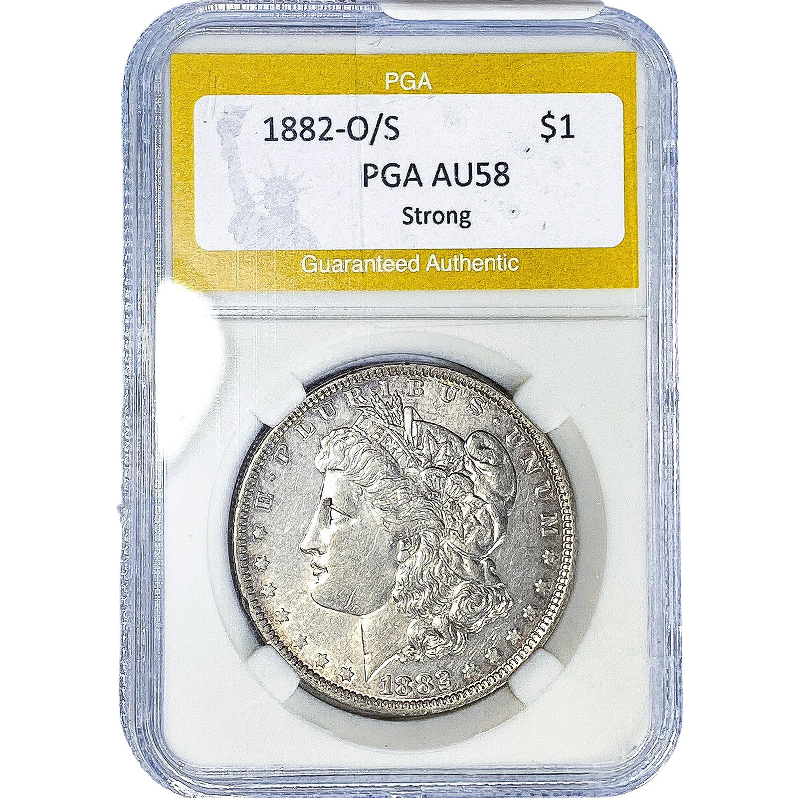 1882-O/S Morgan Silver Dollar PGA AU58 Strong: 1882-O/S Morgan Silver Dollar PGA AU58 Strong