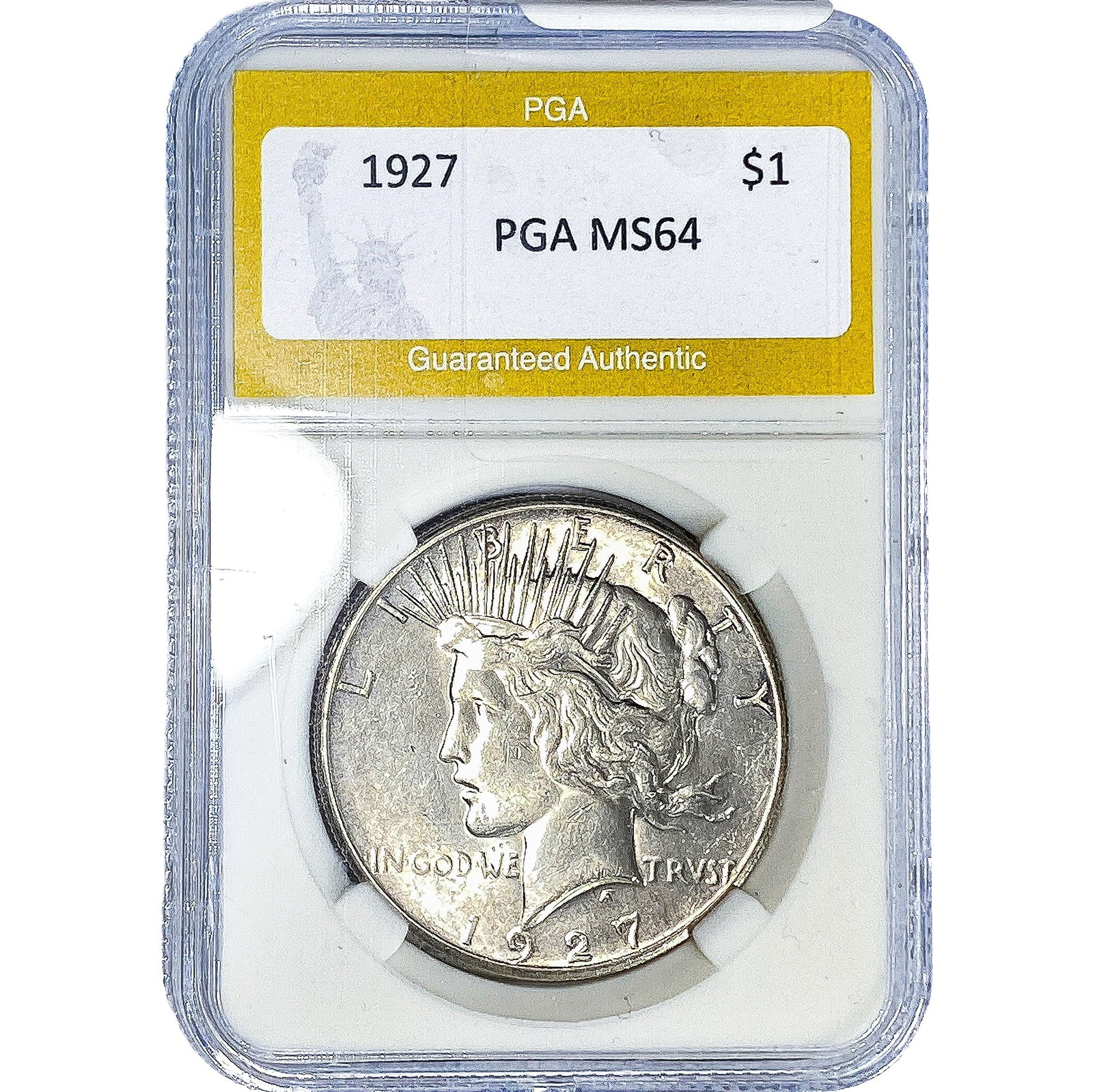1927 Silver Peace Dollar PGA MS64: 1927 Silver Peace Dollar PGA MS64