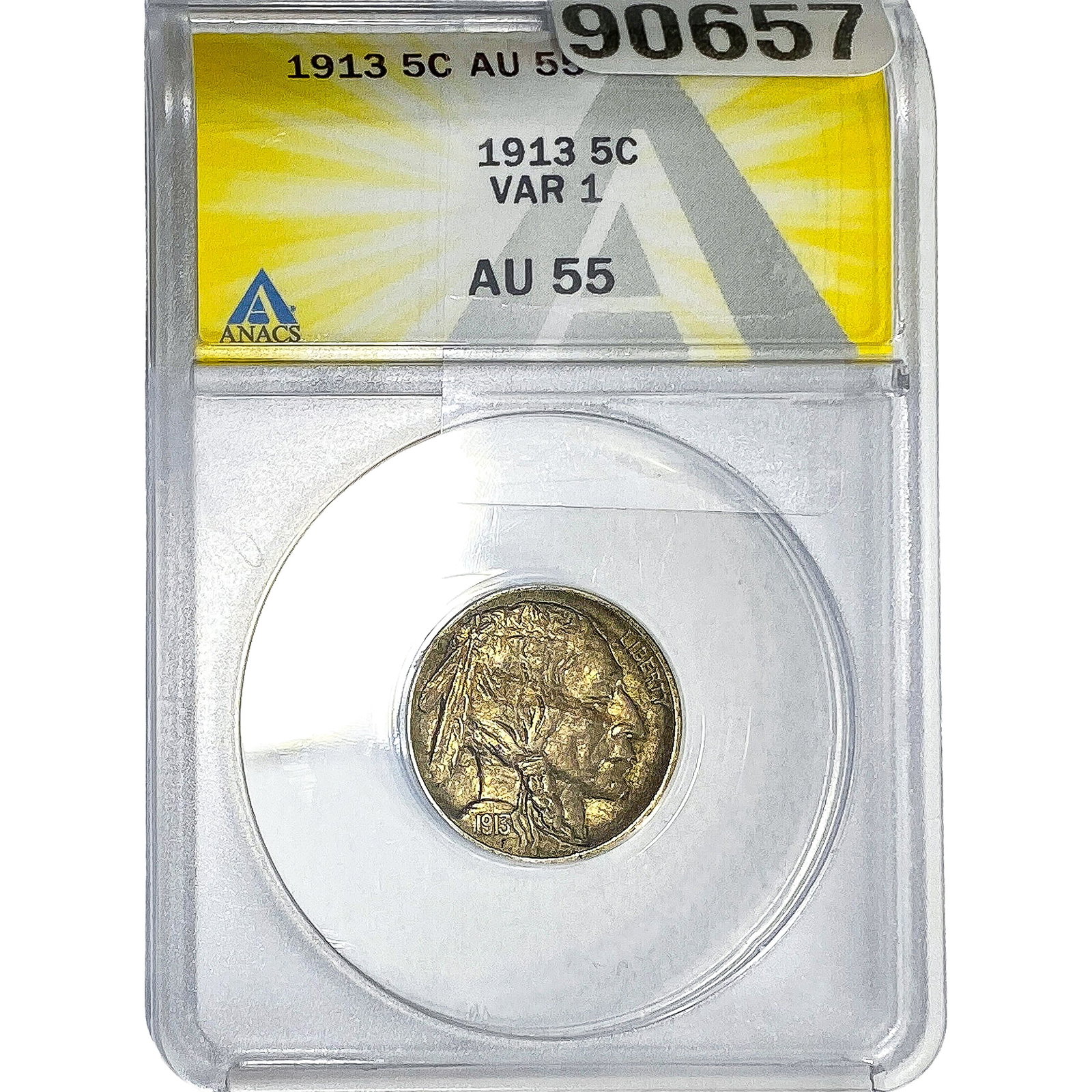 1913 Buffalo Nickel ANACS AU55: 1913 Buffalo Nickel ANACS AU55