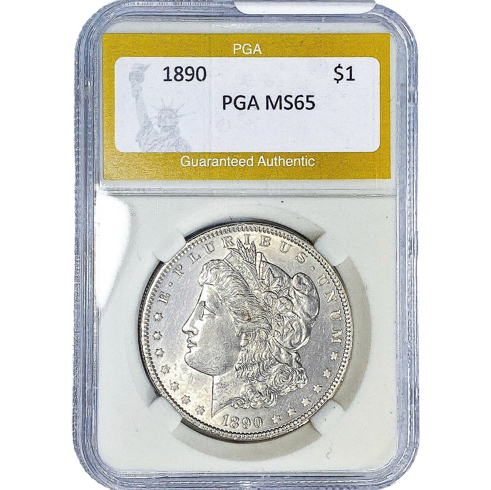 1890 Morgan Silver Dollar PGA MS65: 1890 Morgan Silver Dollar PGA MS65