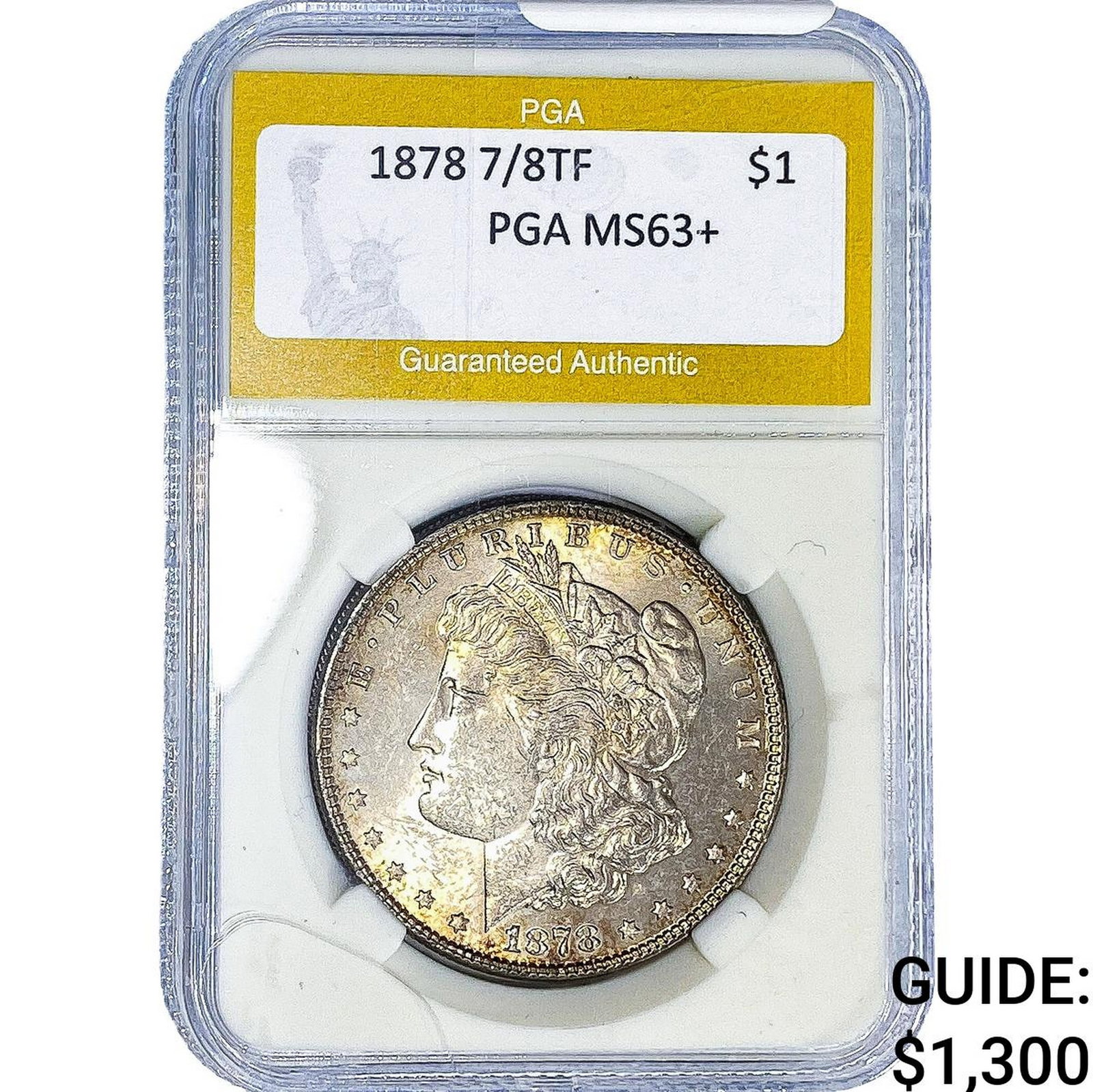 1878 7/8TF Morgan Silver Dollar PGA MS63+: 1878 7/8TF Morgan Silver Dollar PGA MS63+
