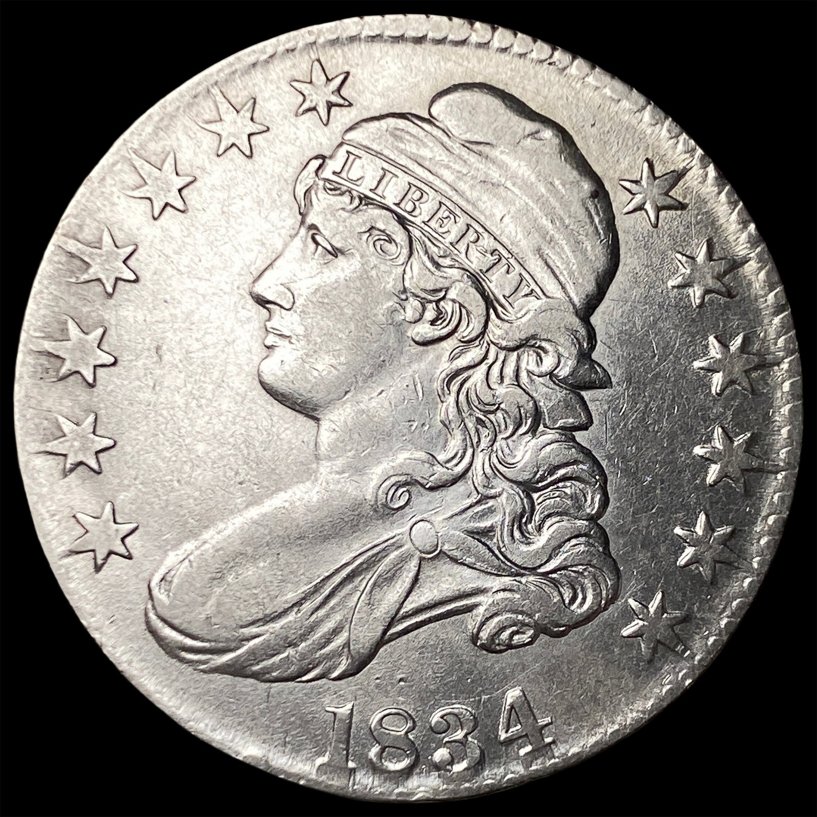 1834 Capped Bust Half Dollar CLOSELY UNCIRCULATED: 1834 Capped Bust Half Dollar CLOSELY UNCIRCULATED