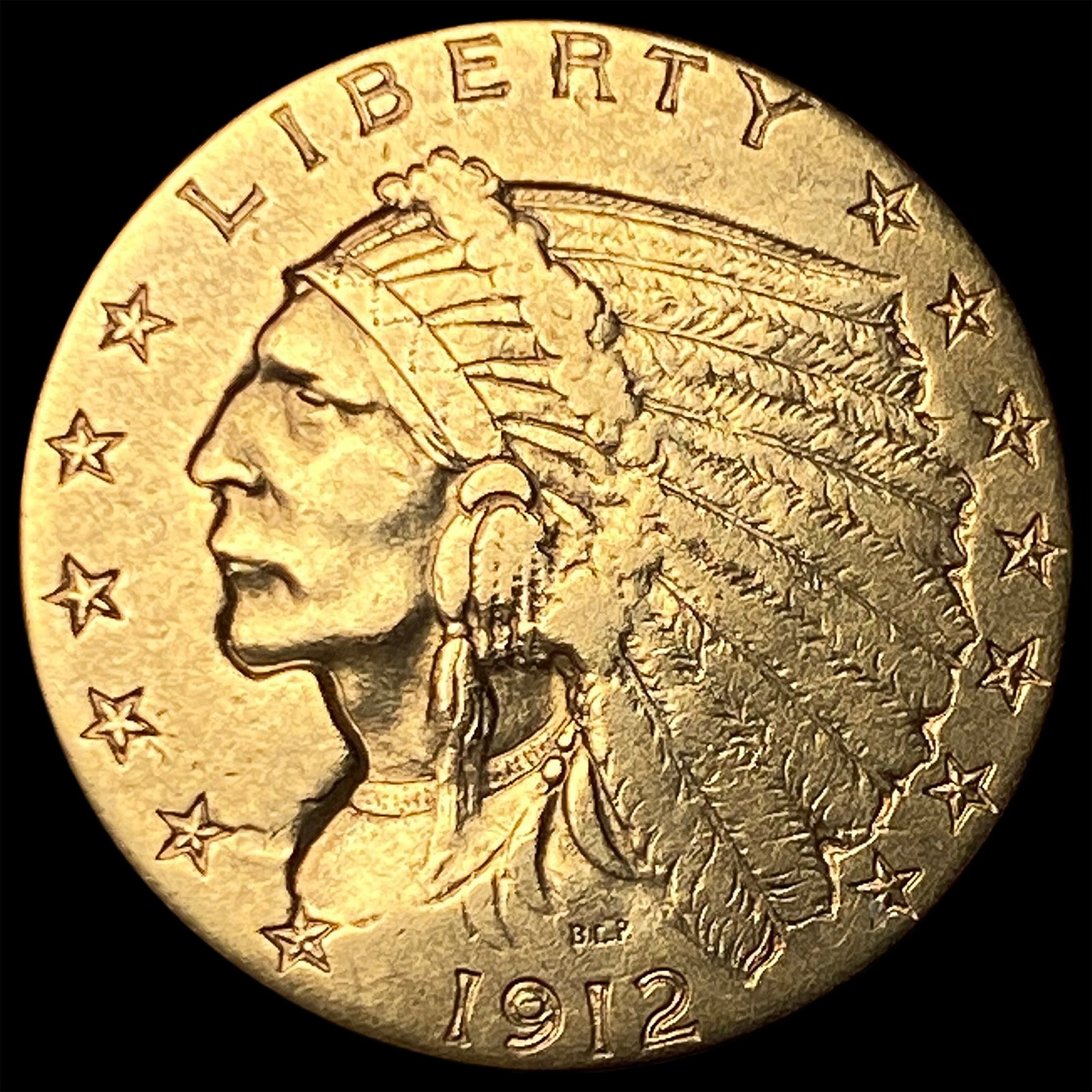 1912 Indian Head Gold $2.50 Quarter Eagle NEARLY UNCIRCULATED: 1912 Indian Head Gold $2.50 Quarter Eagle NEARLY UNCIRCULATED