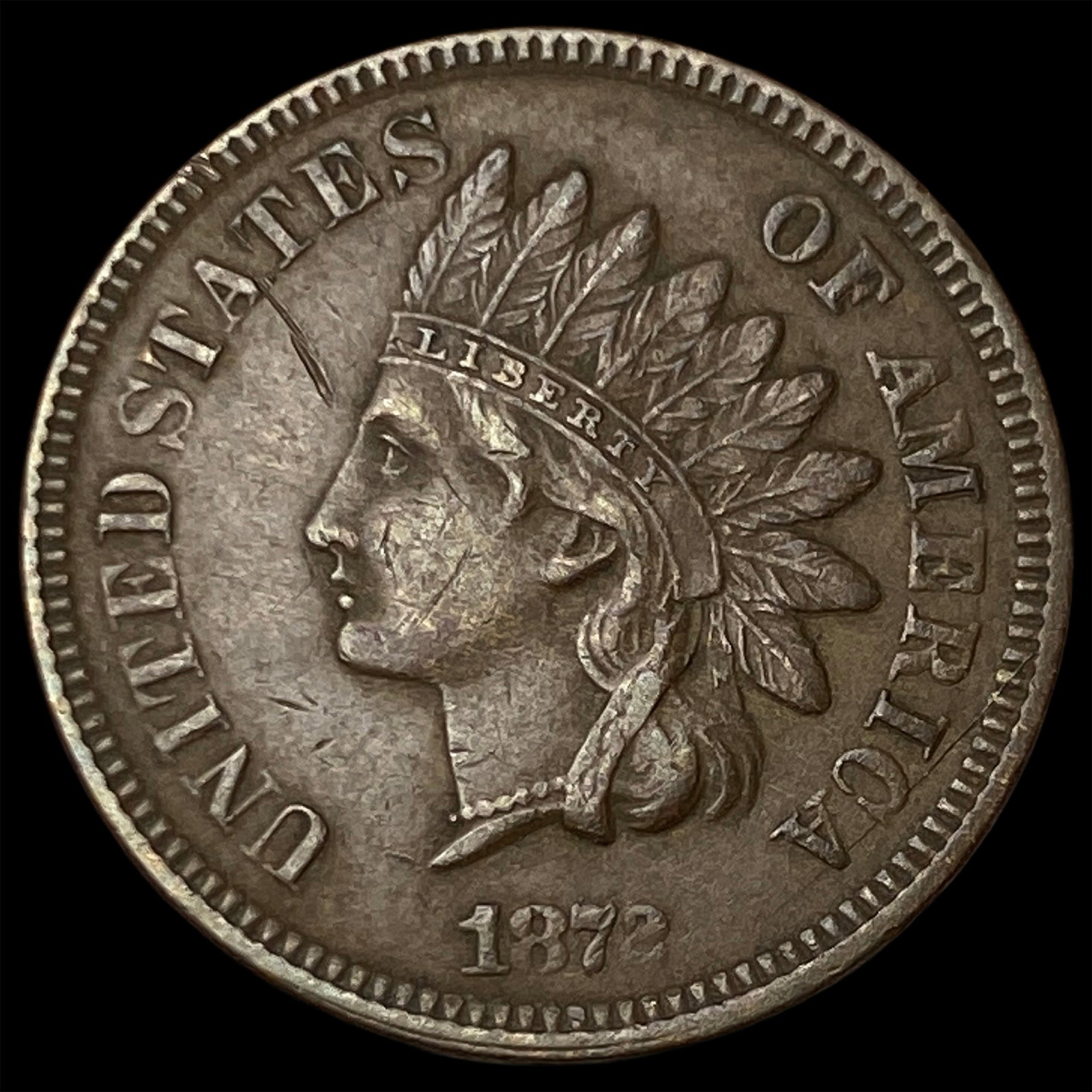 1872 Indian Head Cent NEARLY UNCIRCULATED: 1872 Indian Head Cent NEARLY UNCIRCULATED