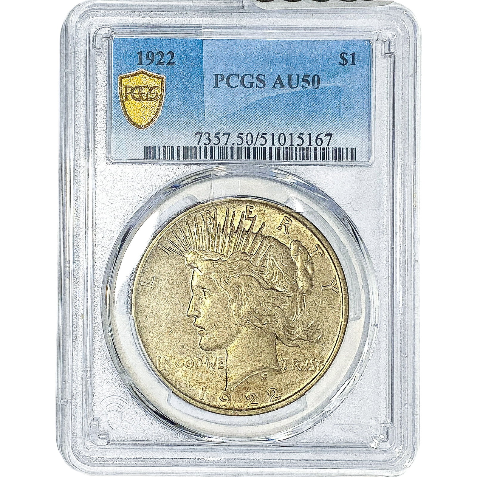 1922 Silver Peace Dollar PCGS AU50: 1922 Silver Peace Dollar PCGS AU50